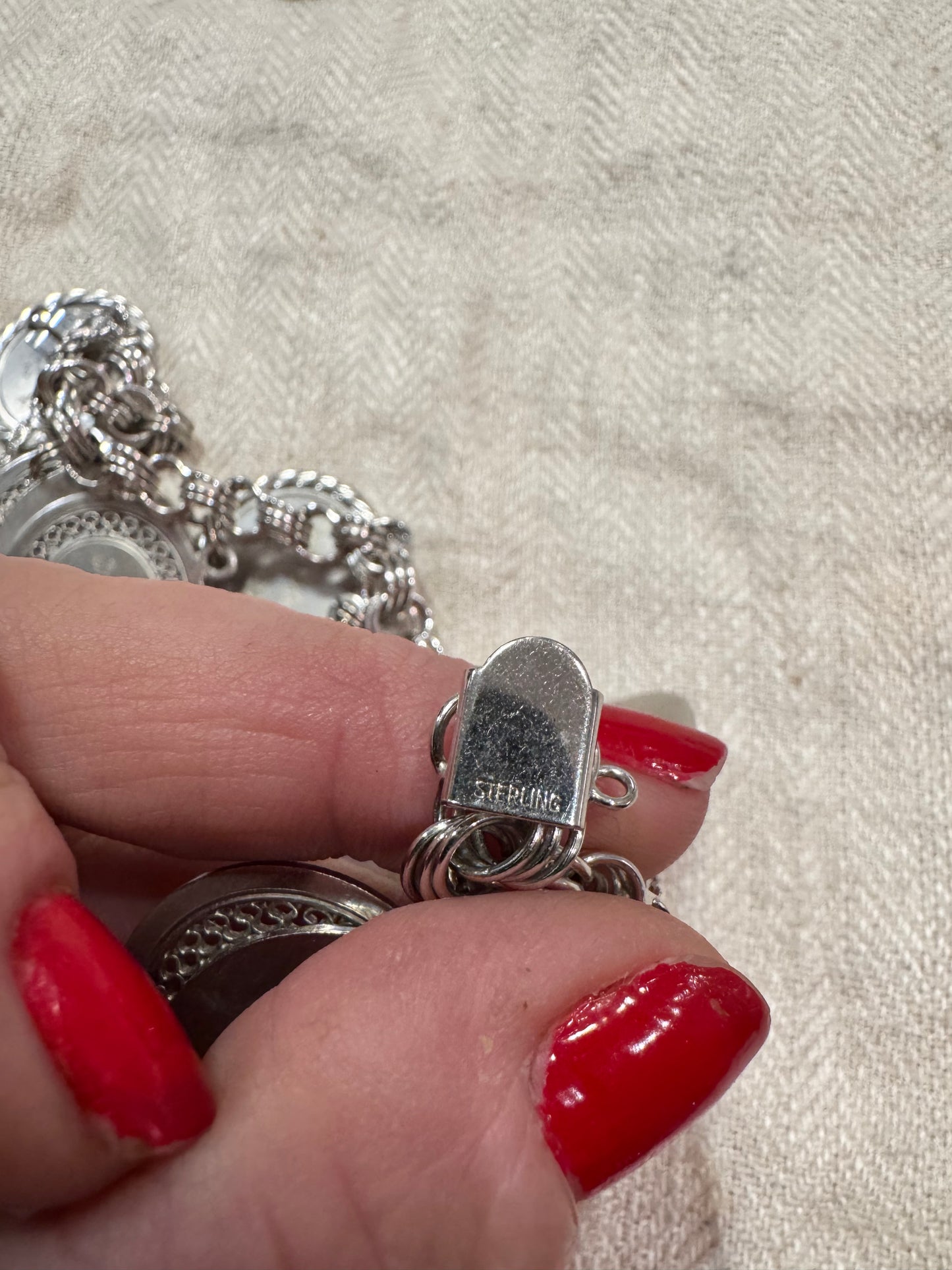 Spectacular Vintage Silver Charm Bracelet with Race Horses