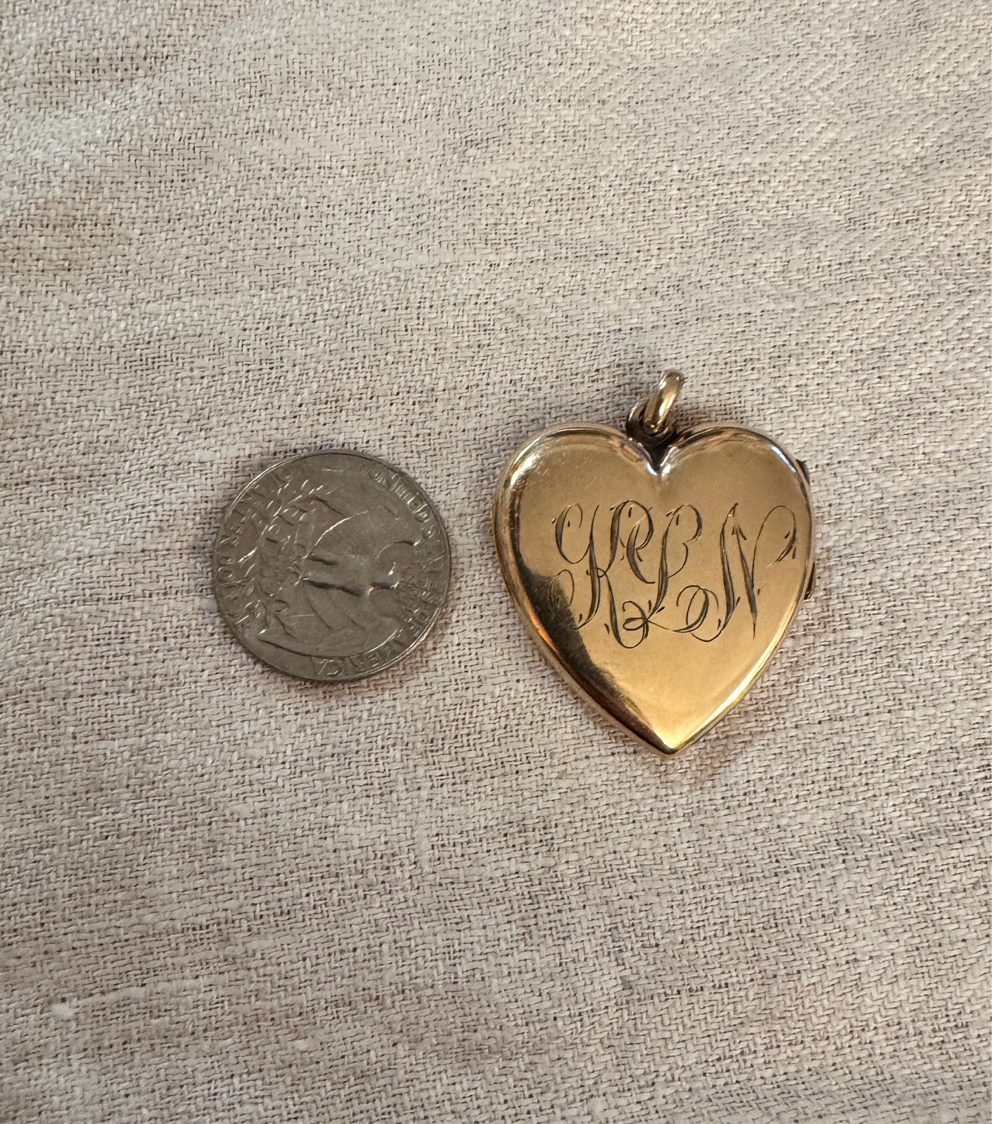 10k Gold Cased Monogramed Heart Locket