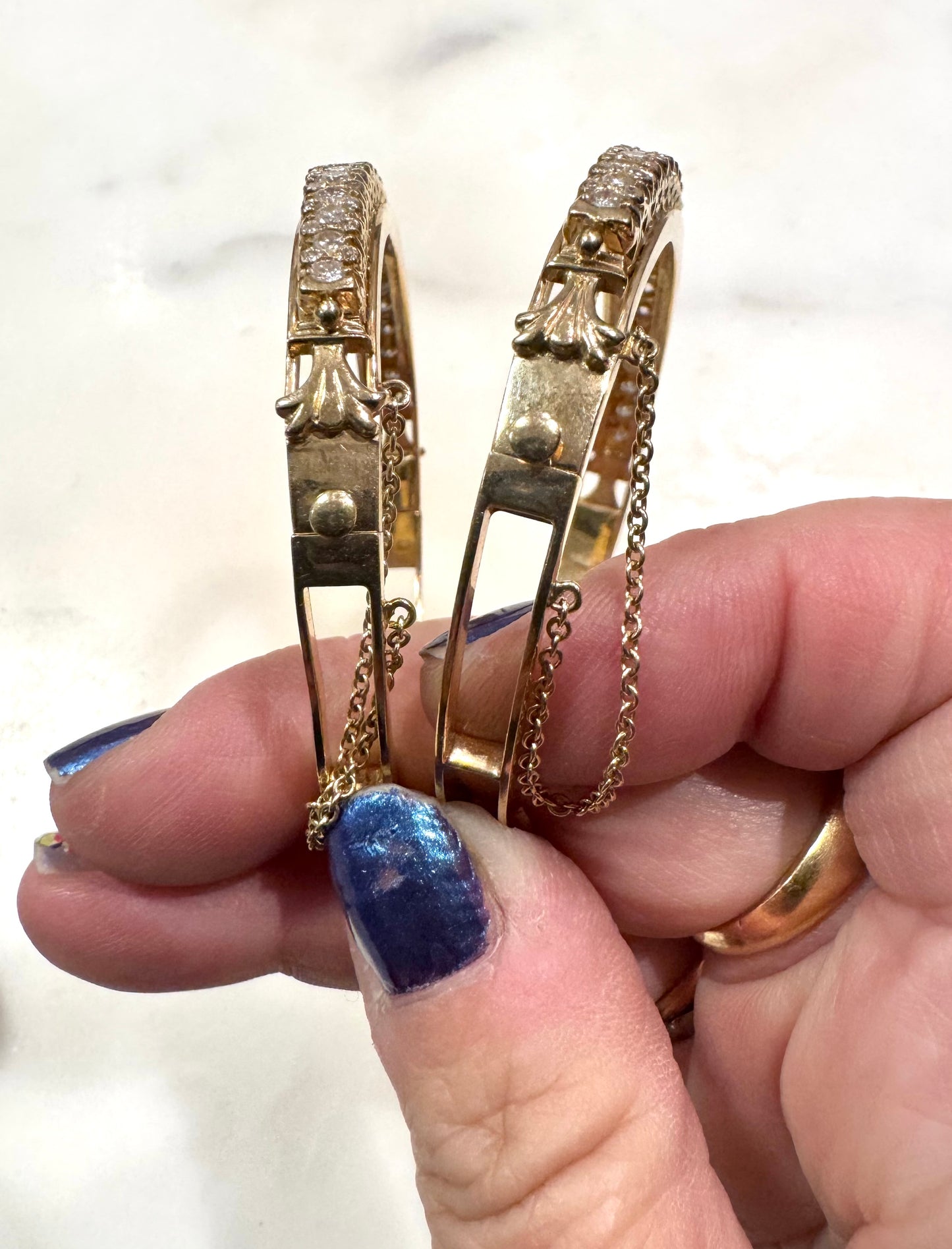 Spectacular Pair of Vintage Diamond Bangles