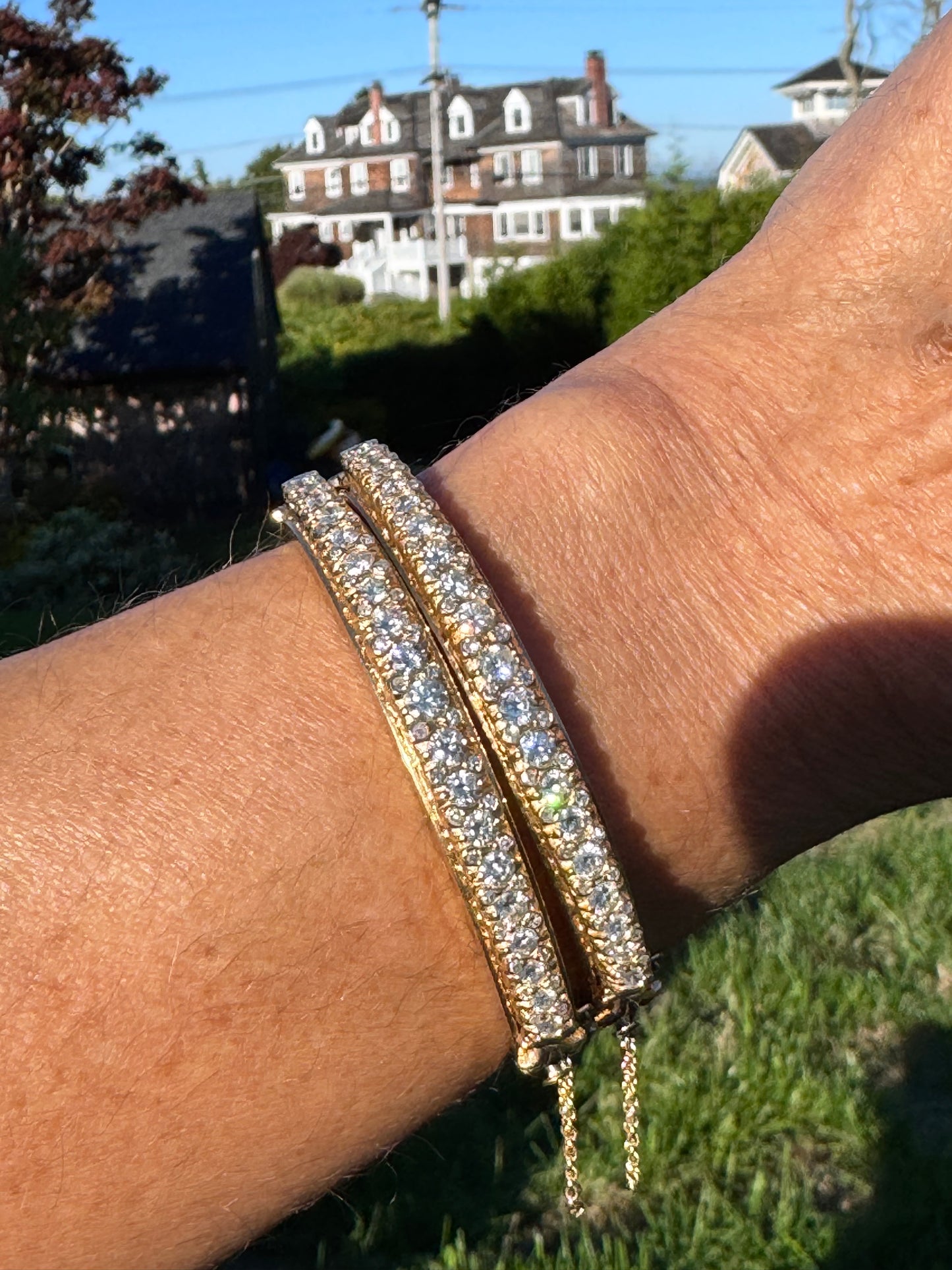 Spectacular Pair of Vintage Diamond Bangles