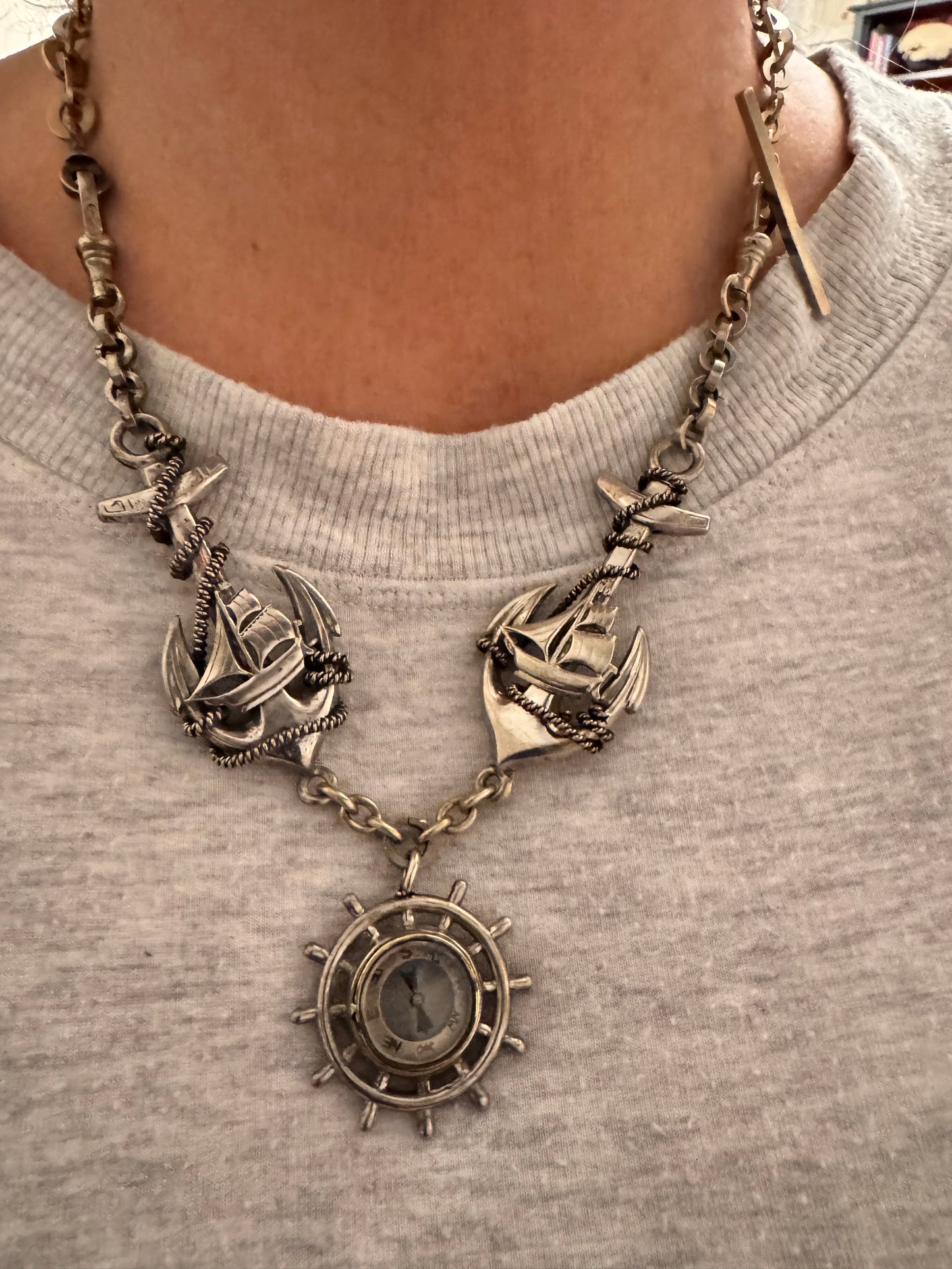 Spectacular Rare Nautical Watch Chain Necklace