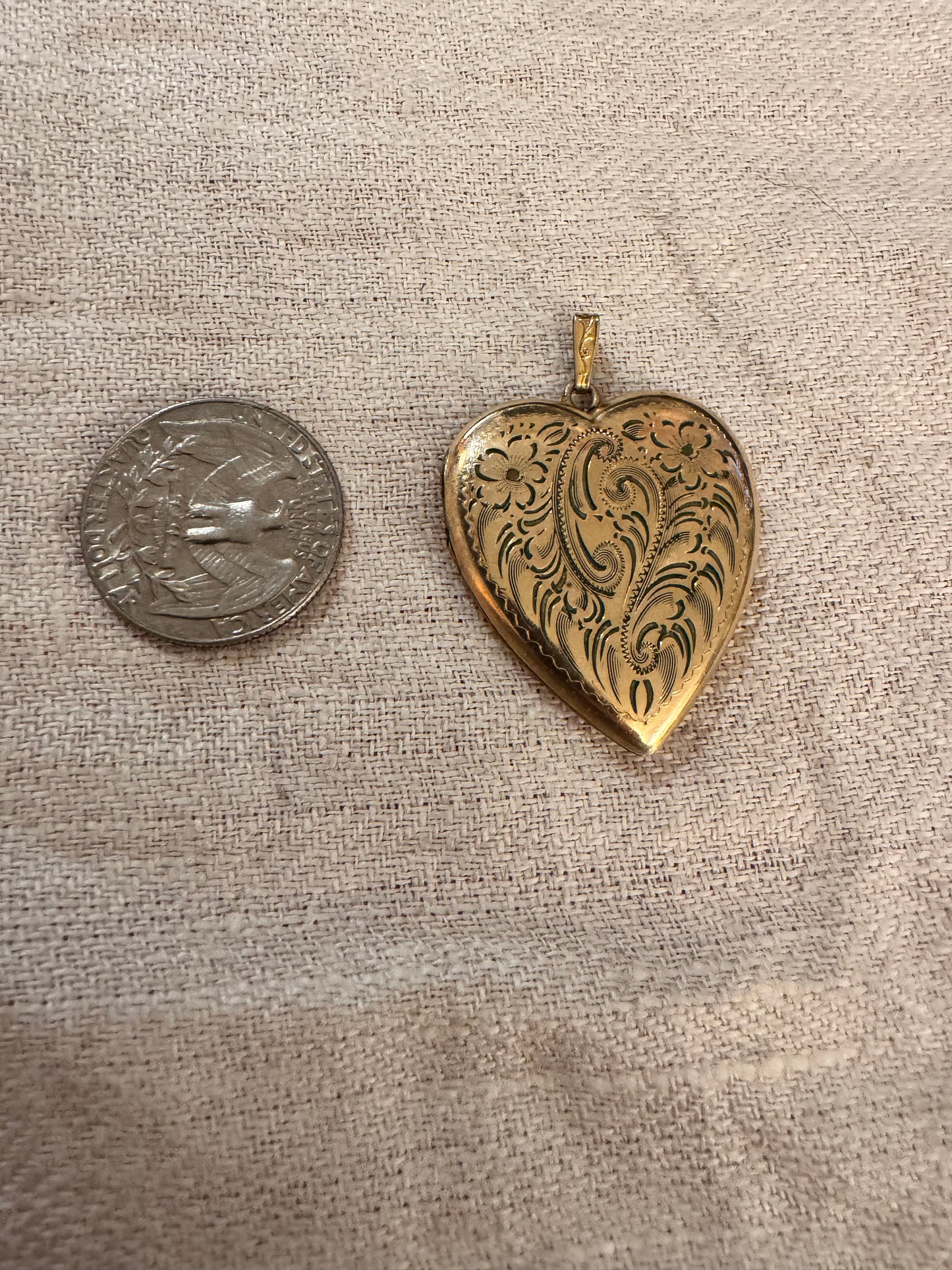 14k Gold Cased Engraved and Engine Turned Locket