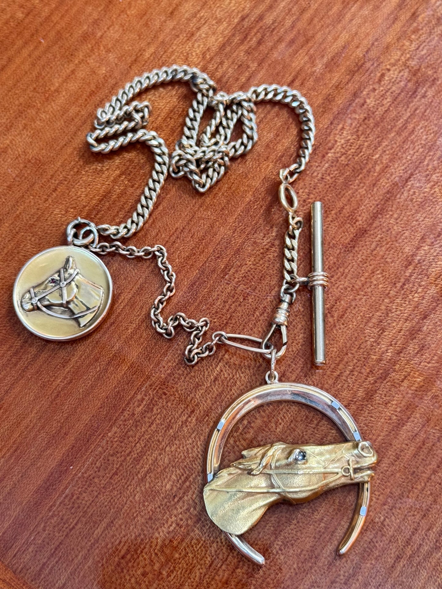 14k Gold Horse and Horseshoe Pendant