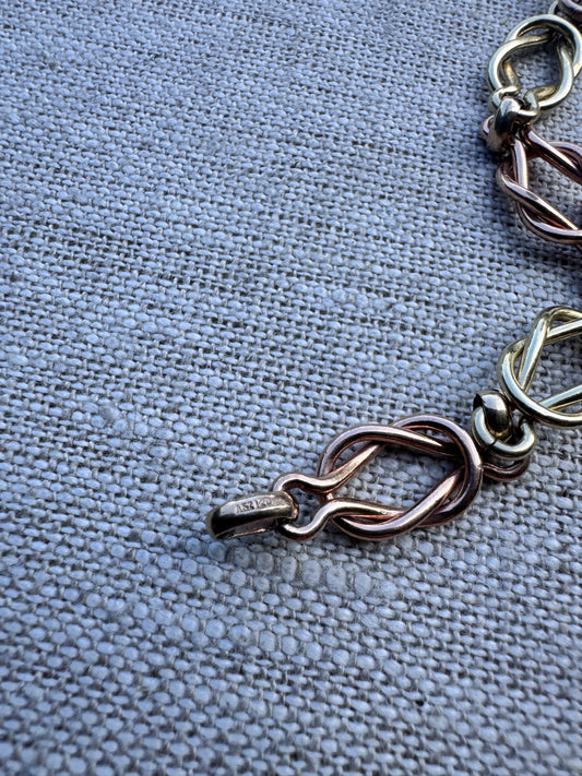 Gorgeous Vintage Bi-Color Square Knot Link Gold Filled Bracelet