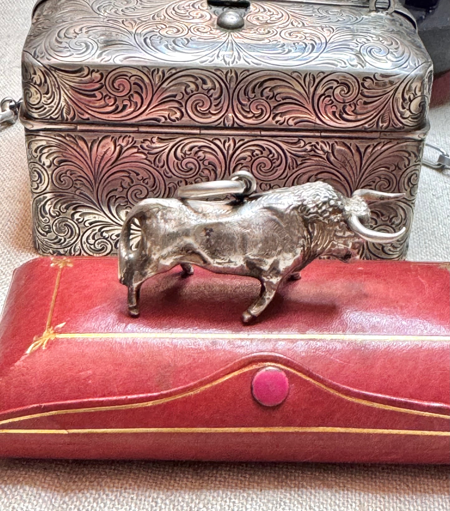 Amazing Huge and Realistic Sterling Silver Bull Pendant