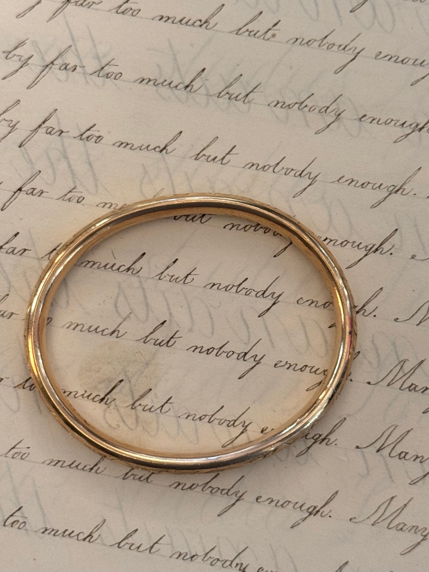 Rare Slip on Gold Filled Engraved Bangle