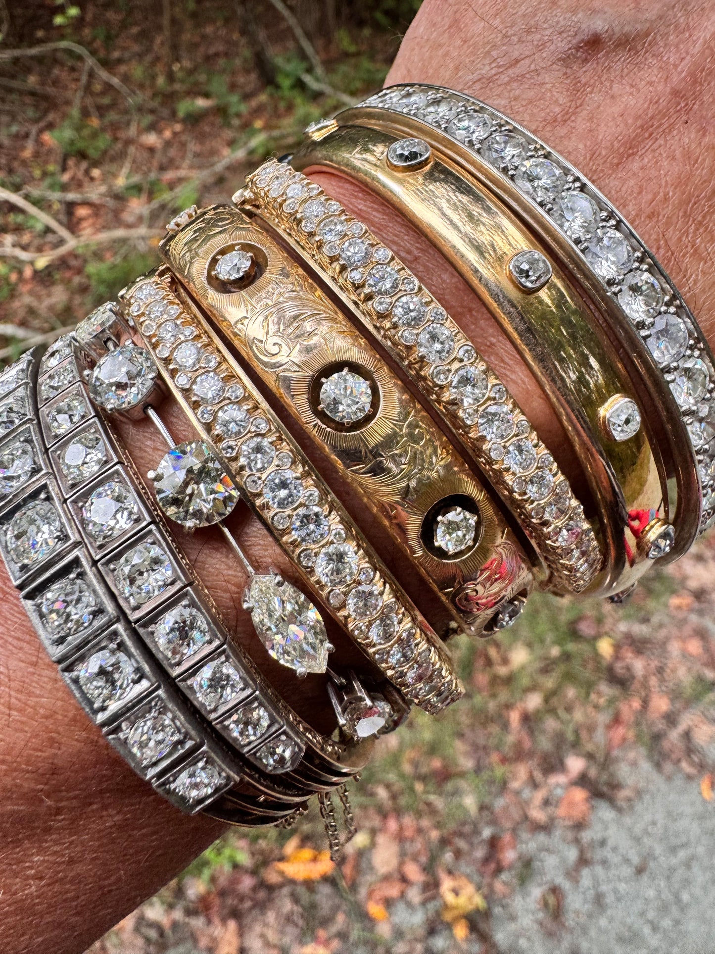 Spectacular Pair of Vintage Diamond Bangles