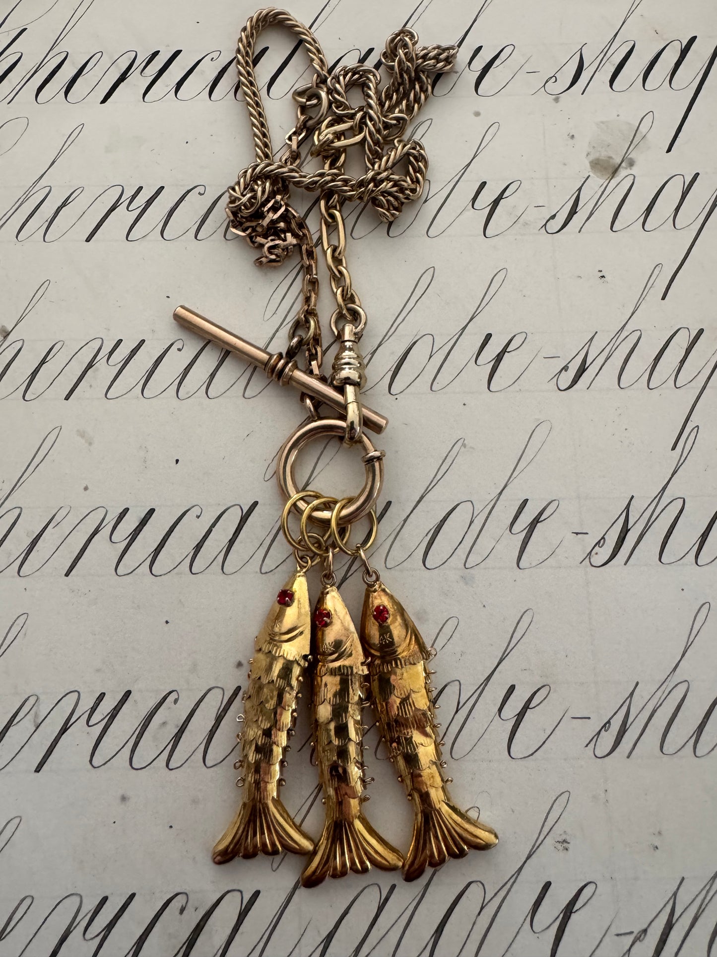 Gold Articulated Fish Pendants