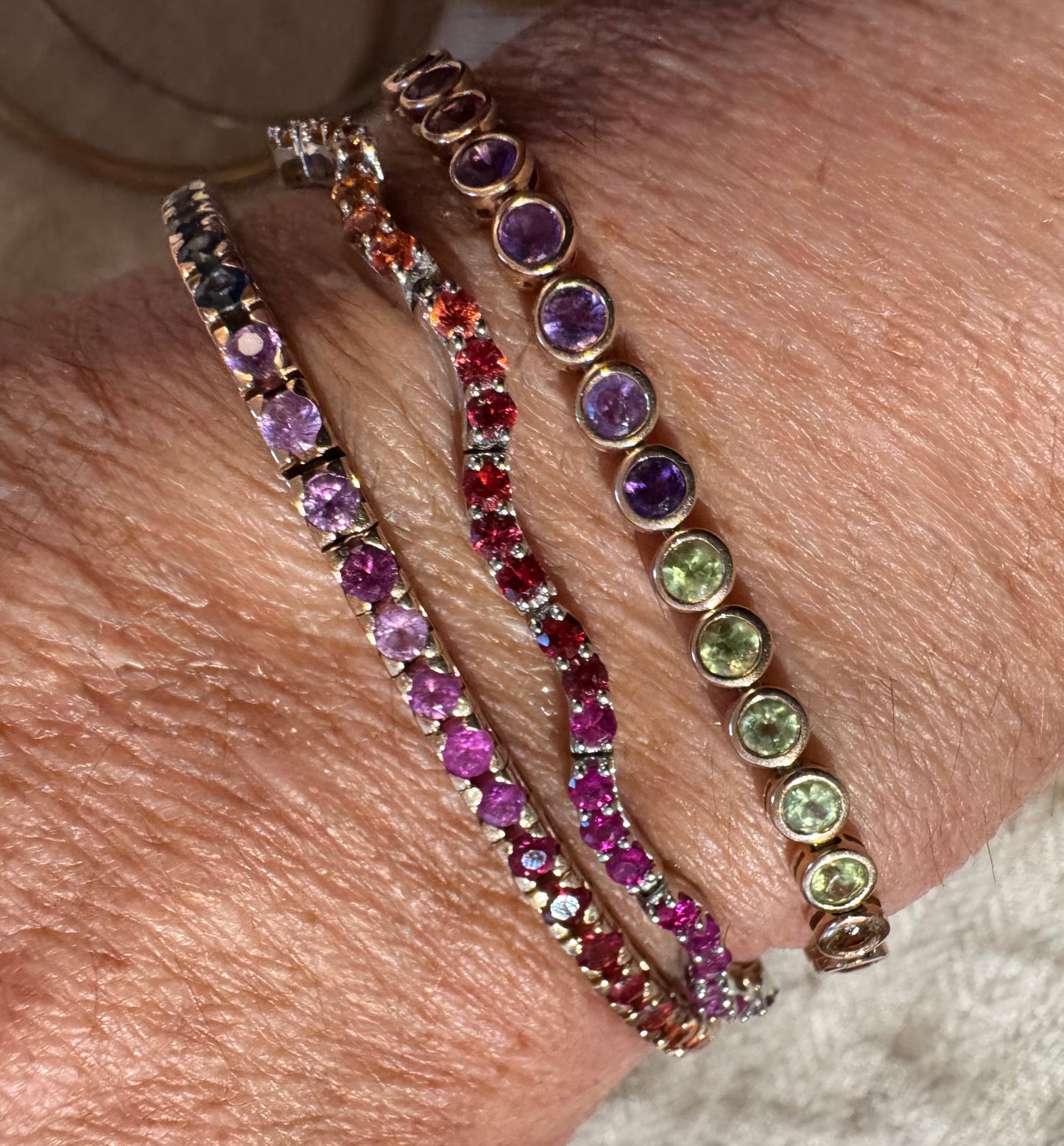 18k Rose Gold Exquisite Sapphire Rainbow Bracelet