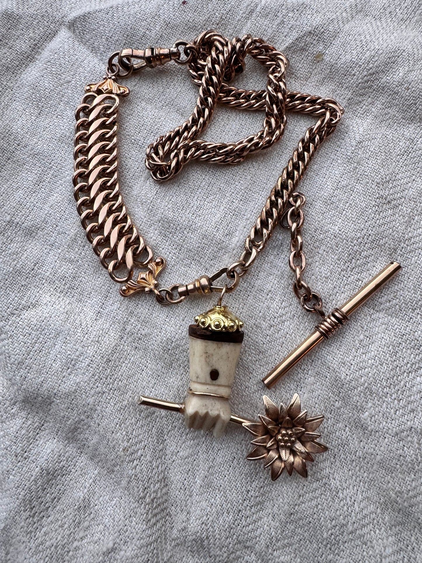 Antique Bone Hand with Flower