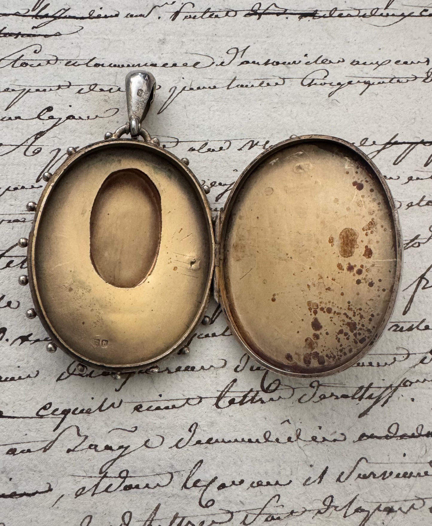 Victorian Gold Plated Silver Locket with Dots