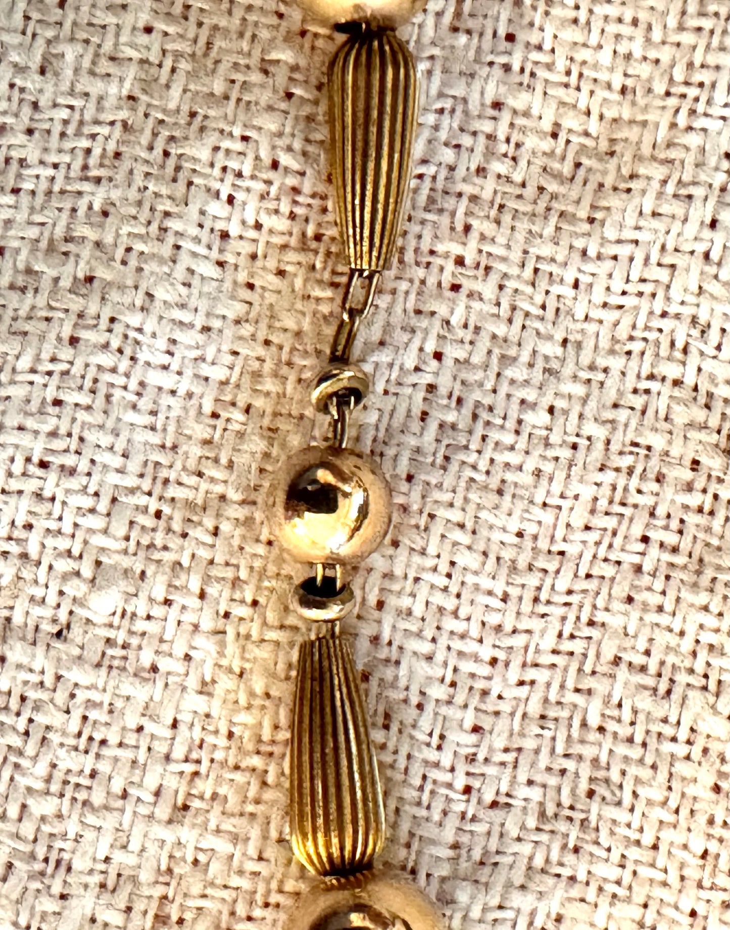 Vintage Gold Filled 2-Size Plain and Fluted Bead Necklace