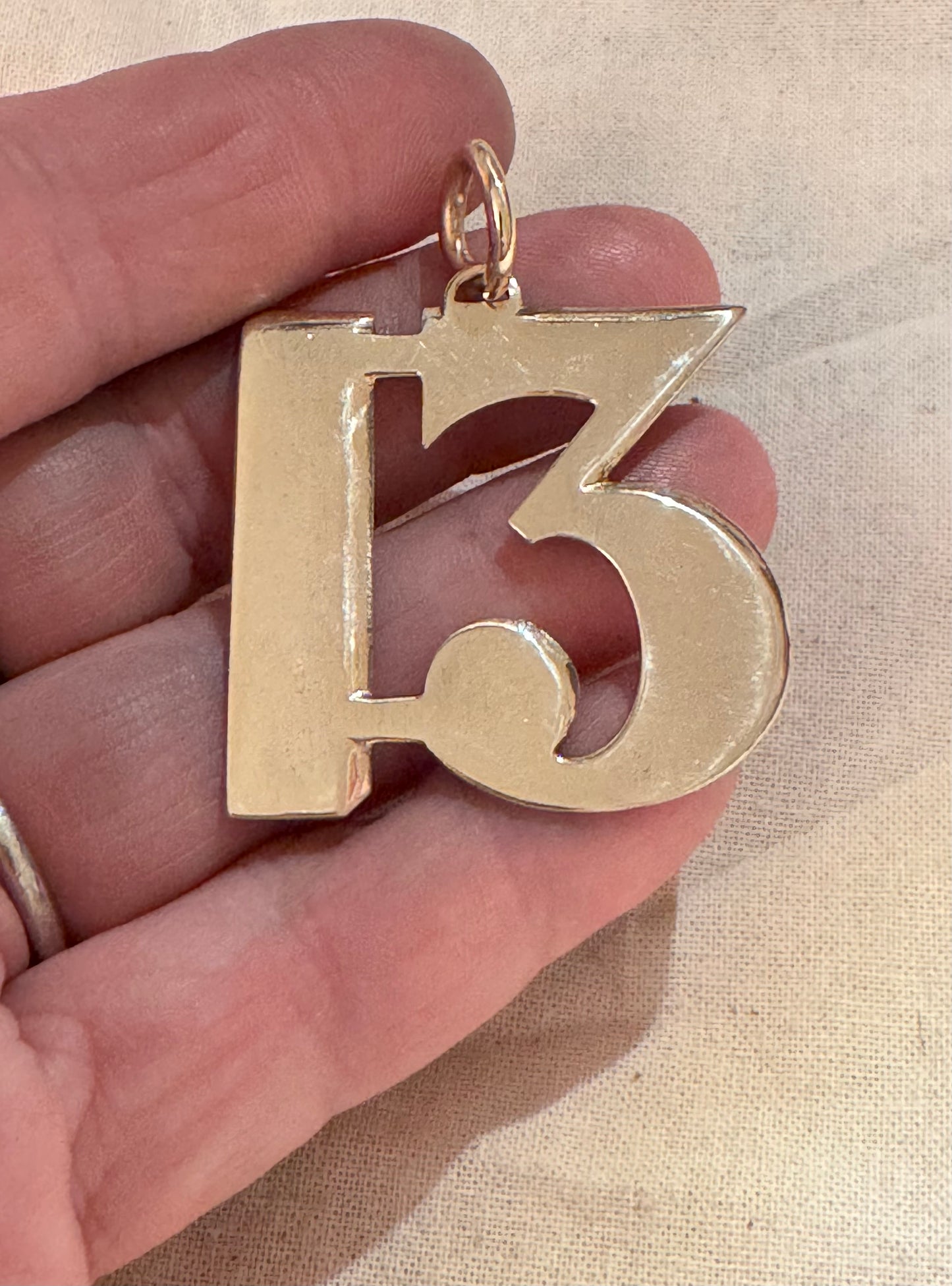 Huge Bronze Lucky 13 Pendant