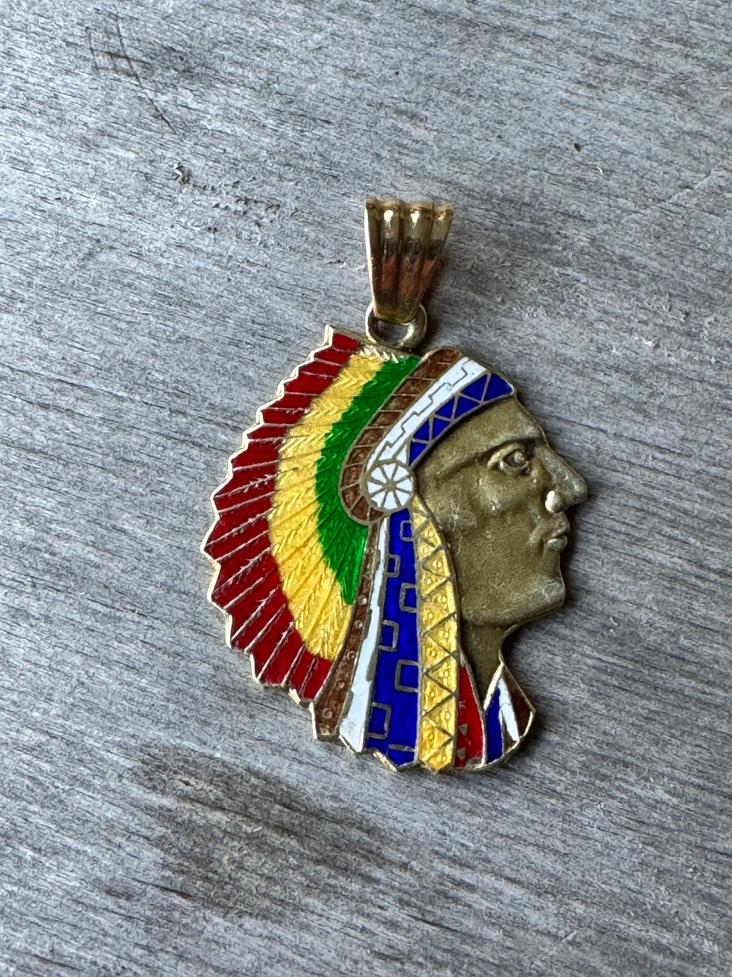 Rare Enameled Indian Chief Charm
