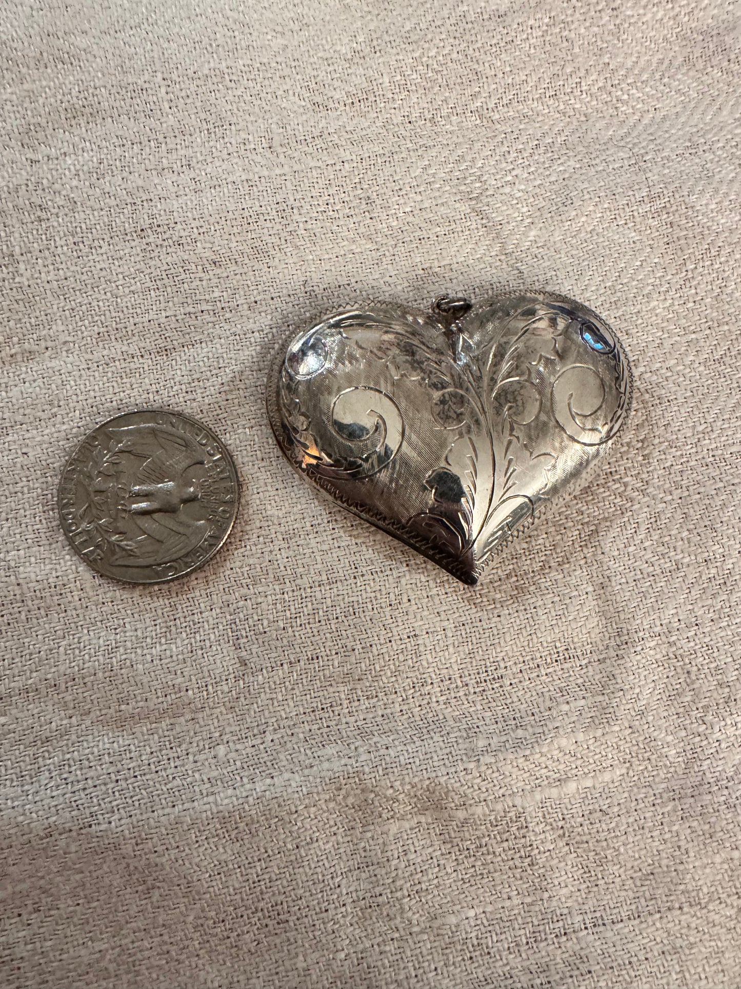 Engraved Sterling Puffy Heart Pendant