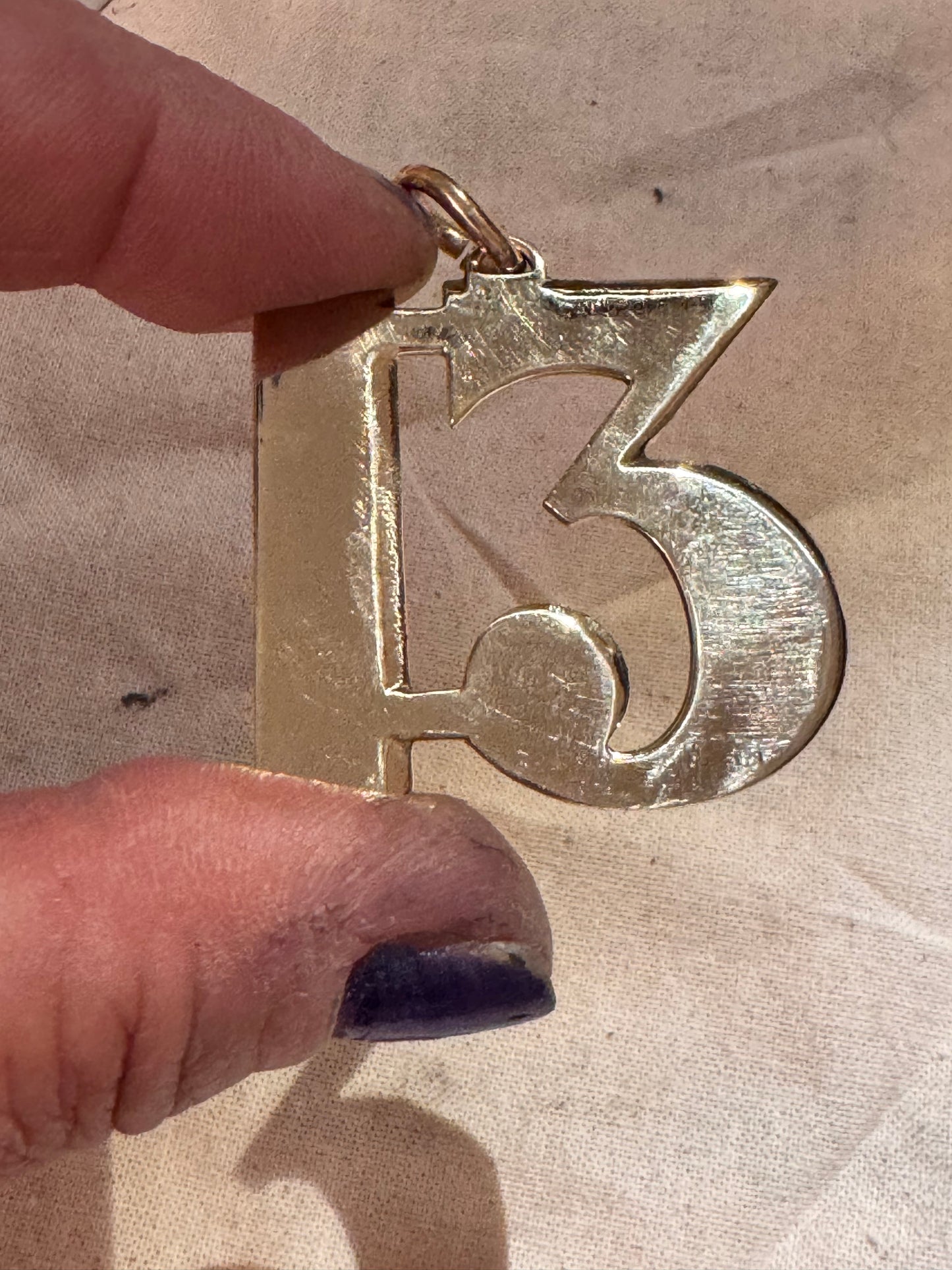 Huge Bronze Lucky 13 Pendant