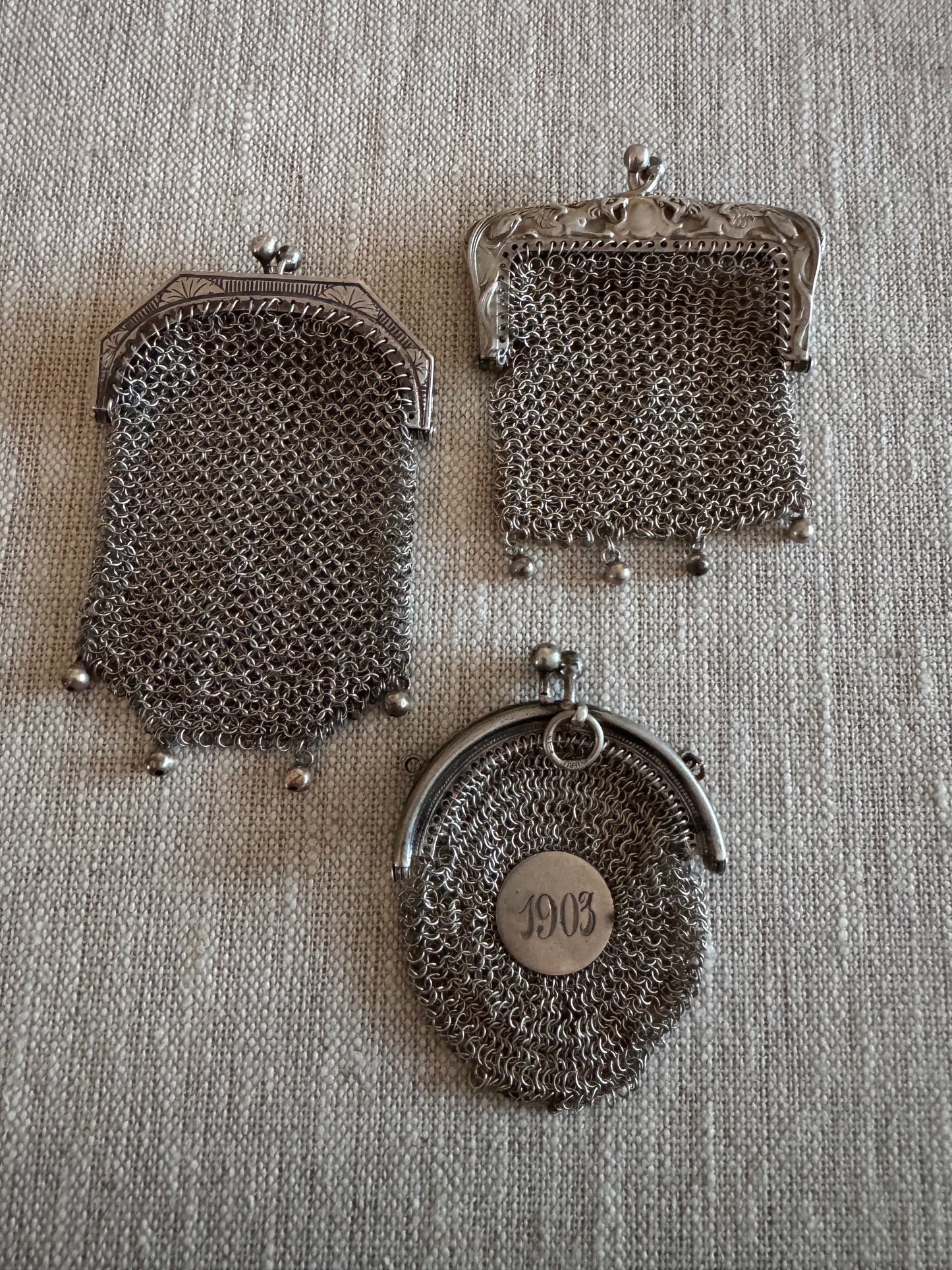 Antique French Silver Miniature Purse with Gryphons