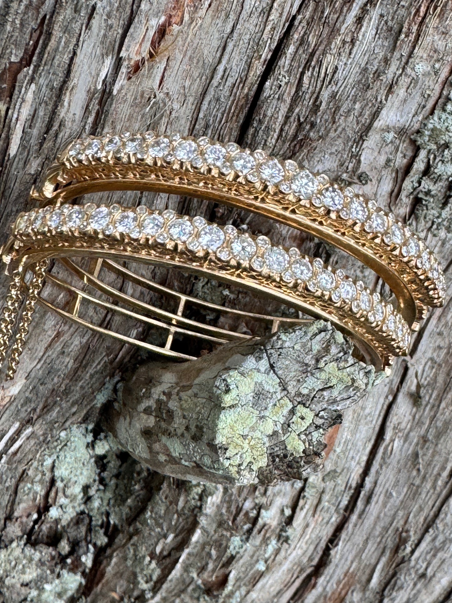 Spectacular Pair of Vintage Diamond Bangles
