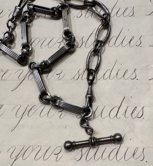 spectacular rare, Georgian steel watch chain
