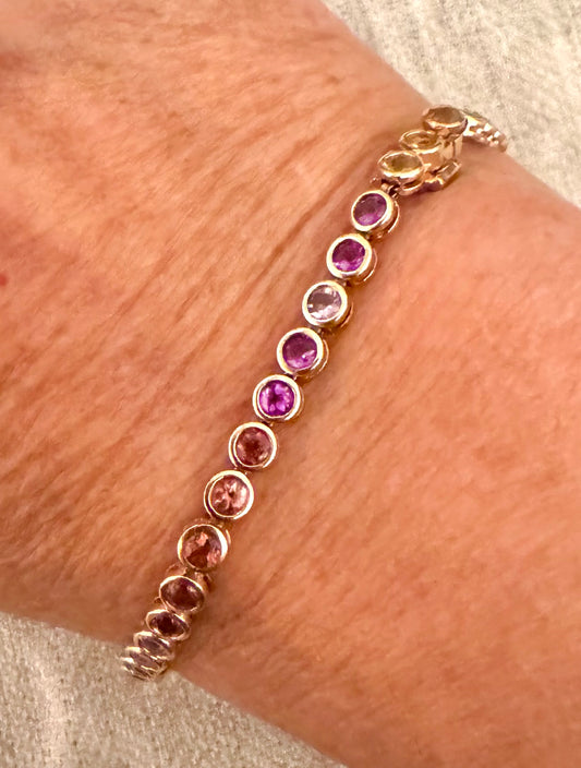 14k Gold Bezel Set Rainbow Bracelet