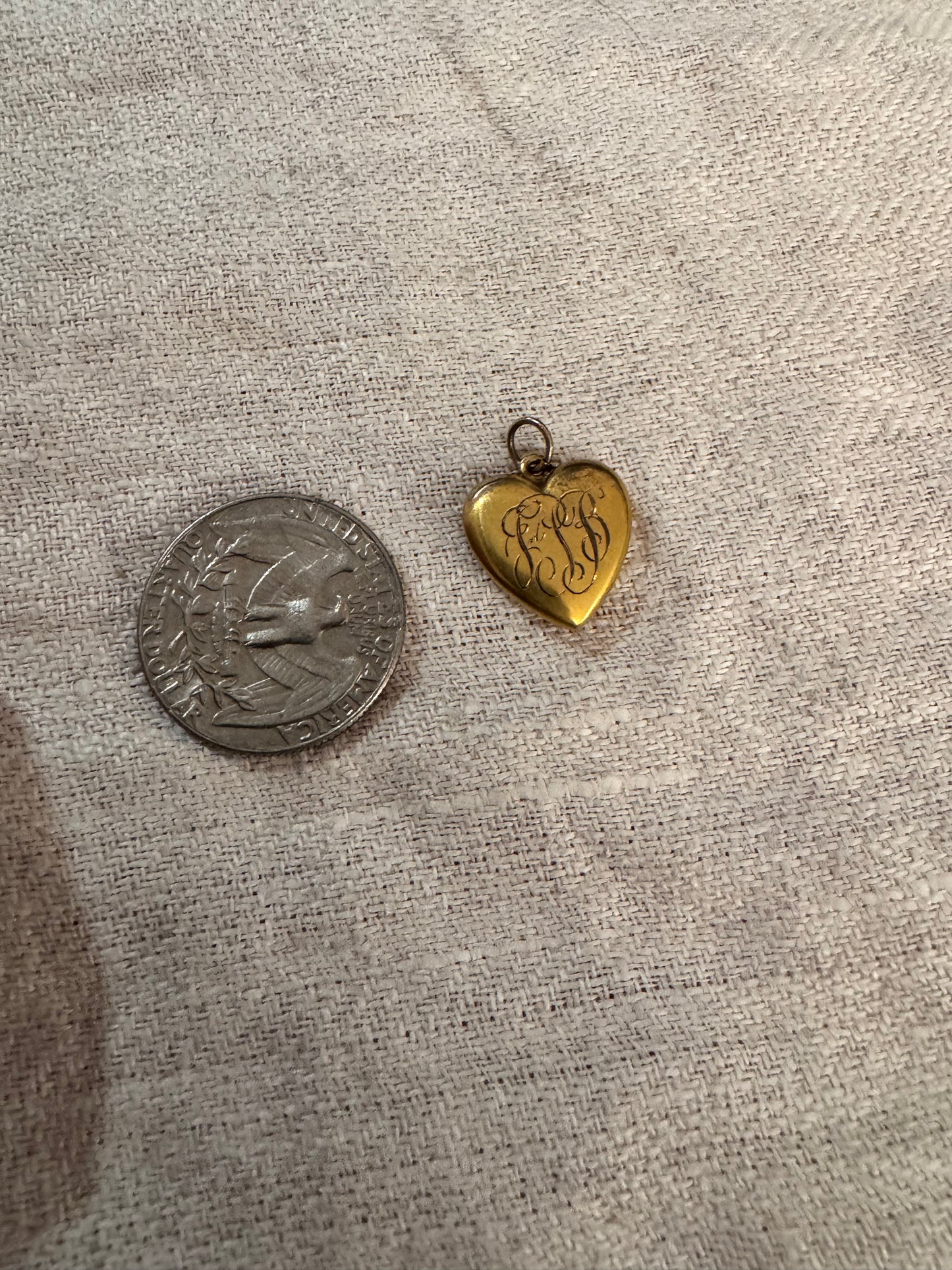 Tiny 12k Gold Engraved Puffy Heart Pendant