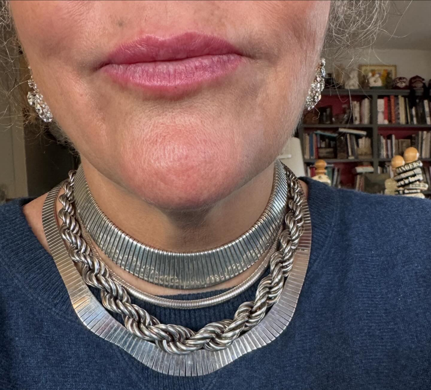 Vintage 1980’s Scalloped Sterling Italian Cleopatra Collar