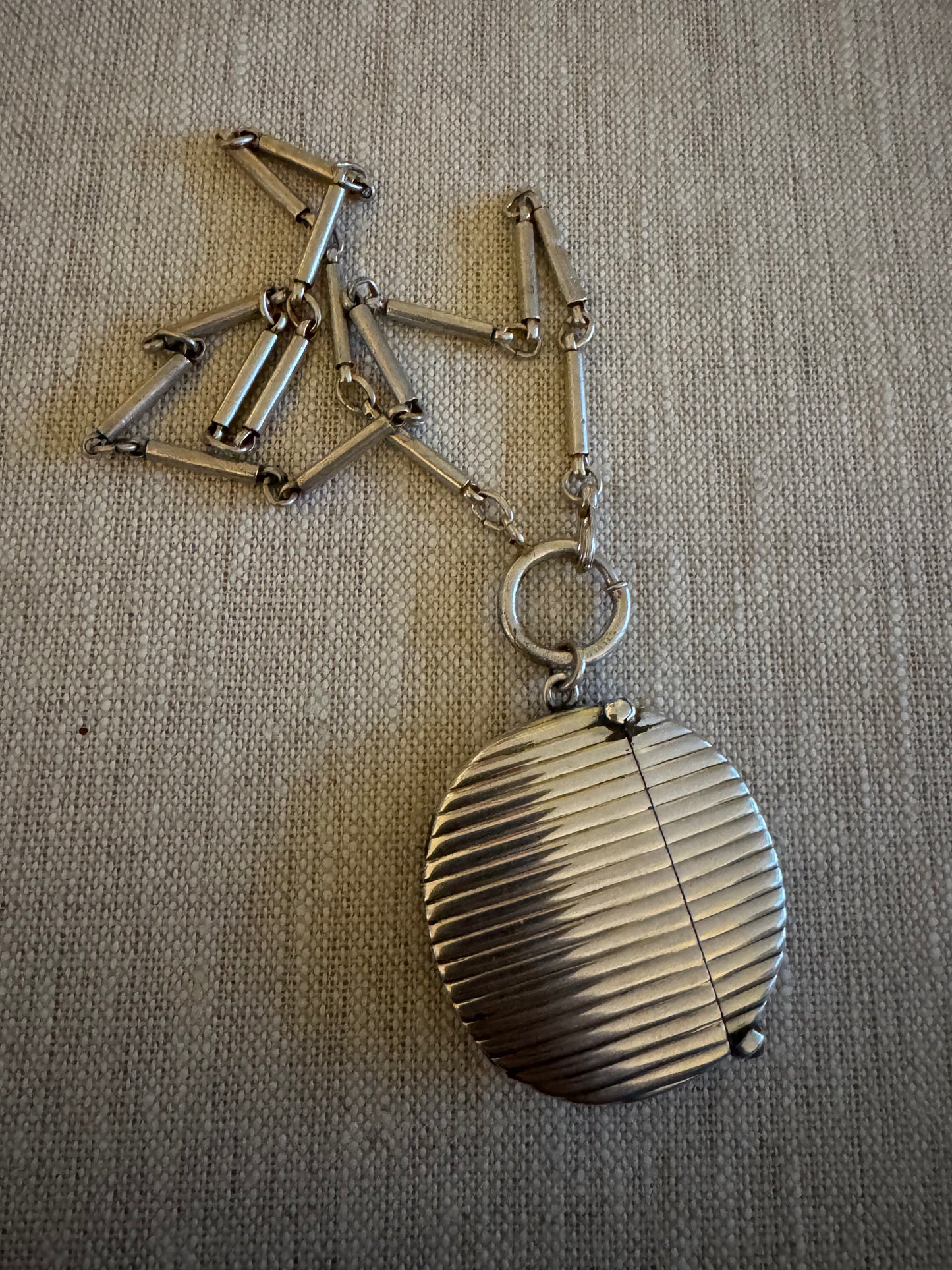 Elegant Deco Striped Round Match Safe with Emerald