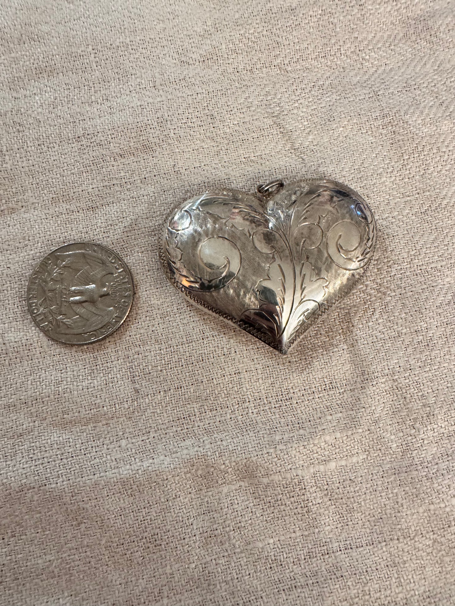 Engraved Sterling Puffy Heart Pendant