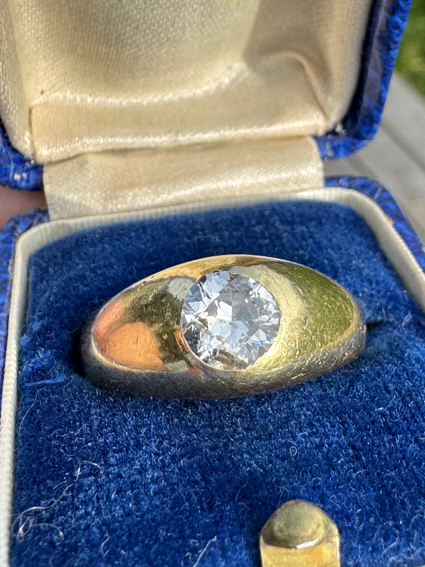 Huge Antique 18k Gold and Diamond Gypsy Ring