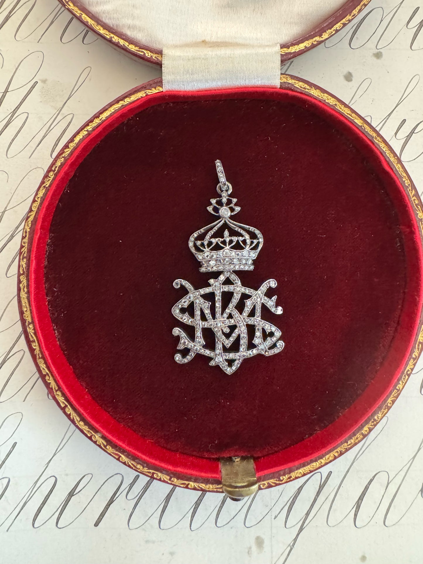 Exquisite Victorian English Diamond Monogram Pendant