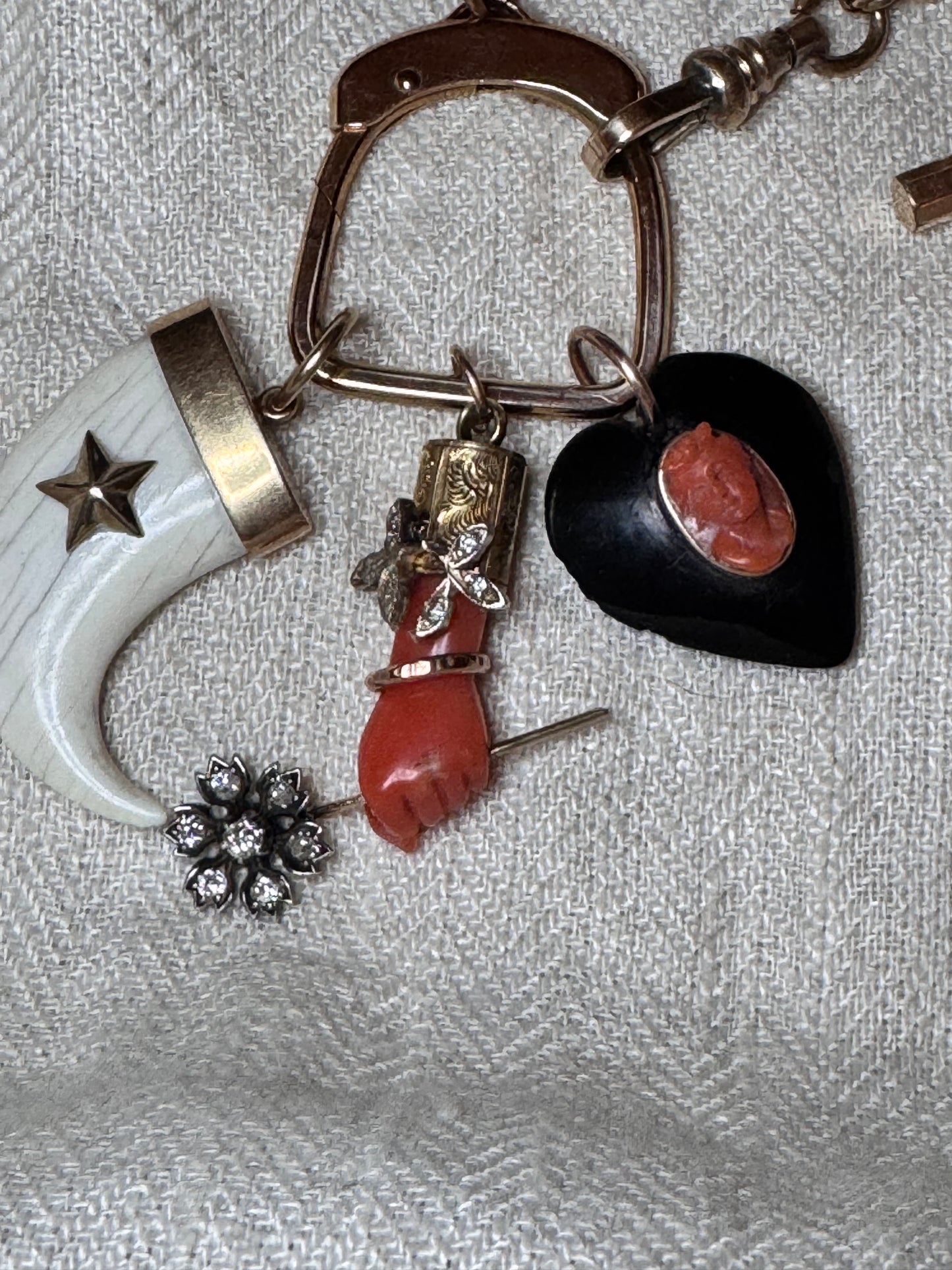Antique Gutta Percha Heart with Coral Cameo