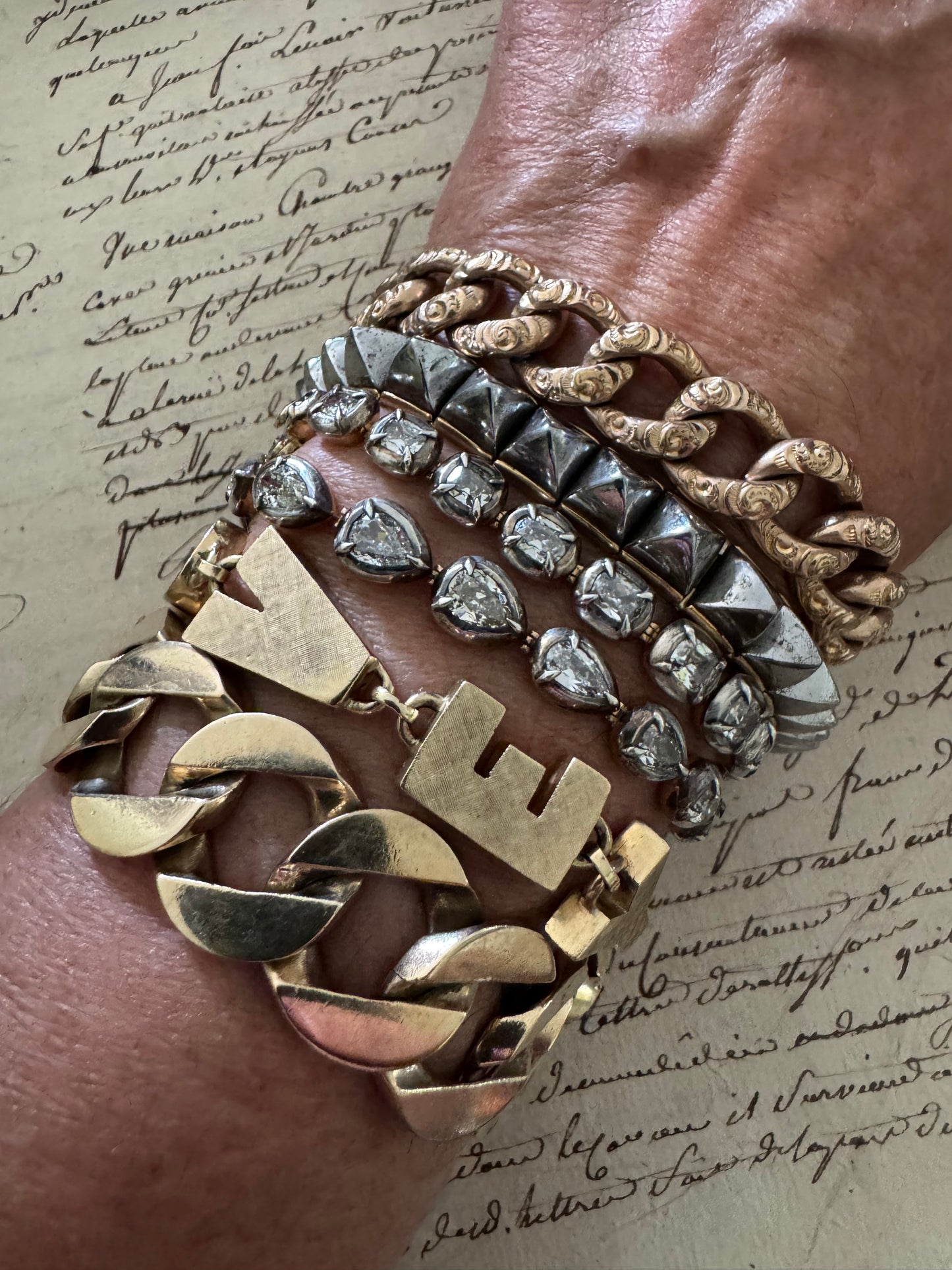 Huge Victorian Gold Filled Embossed Curb Chain with Heart Padlock
