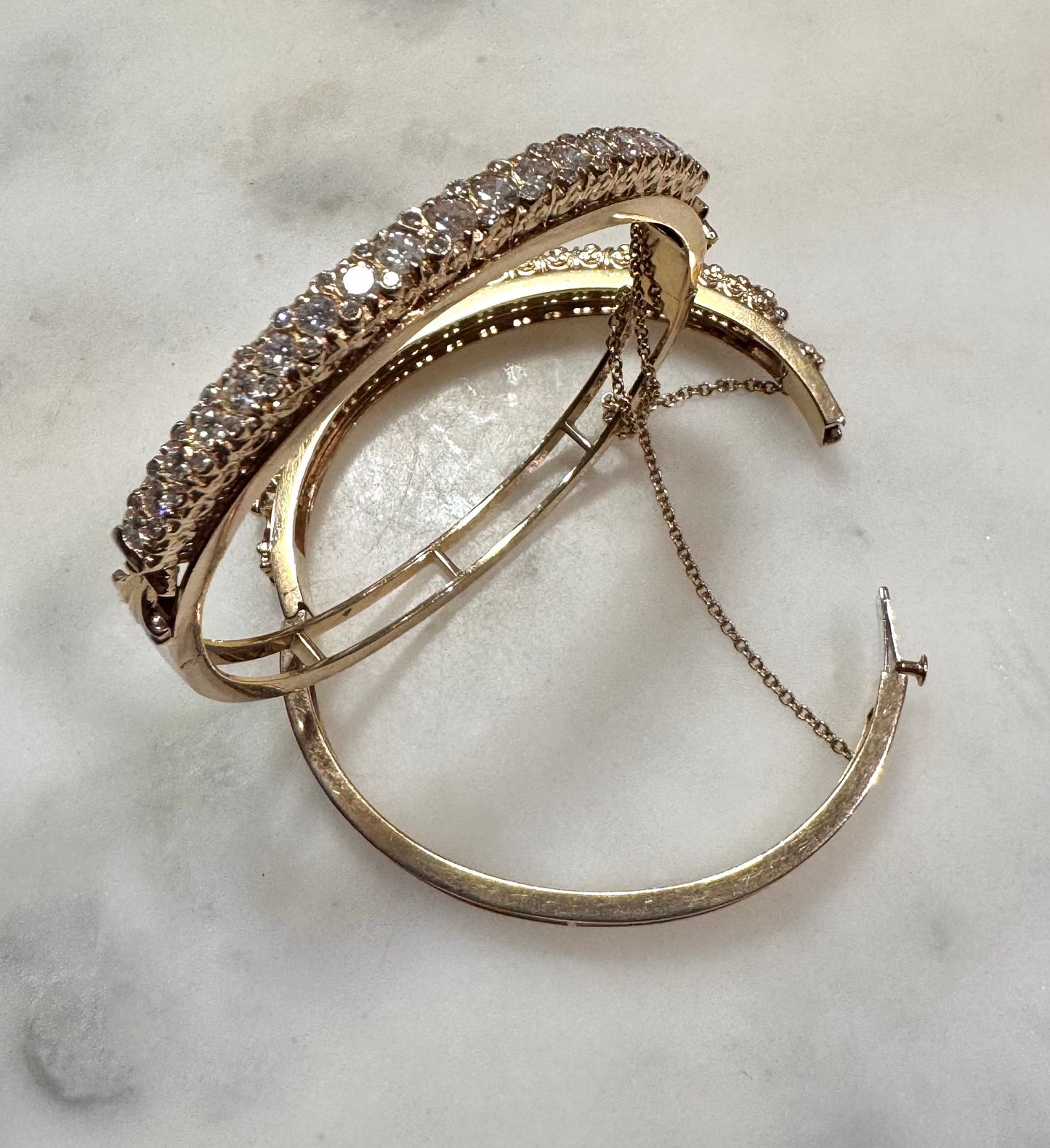 Spectacular Pair of Vintage Diamond Bangles