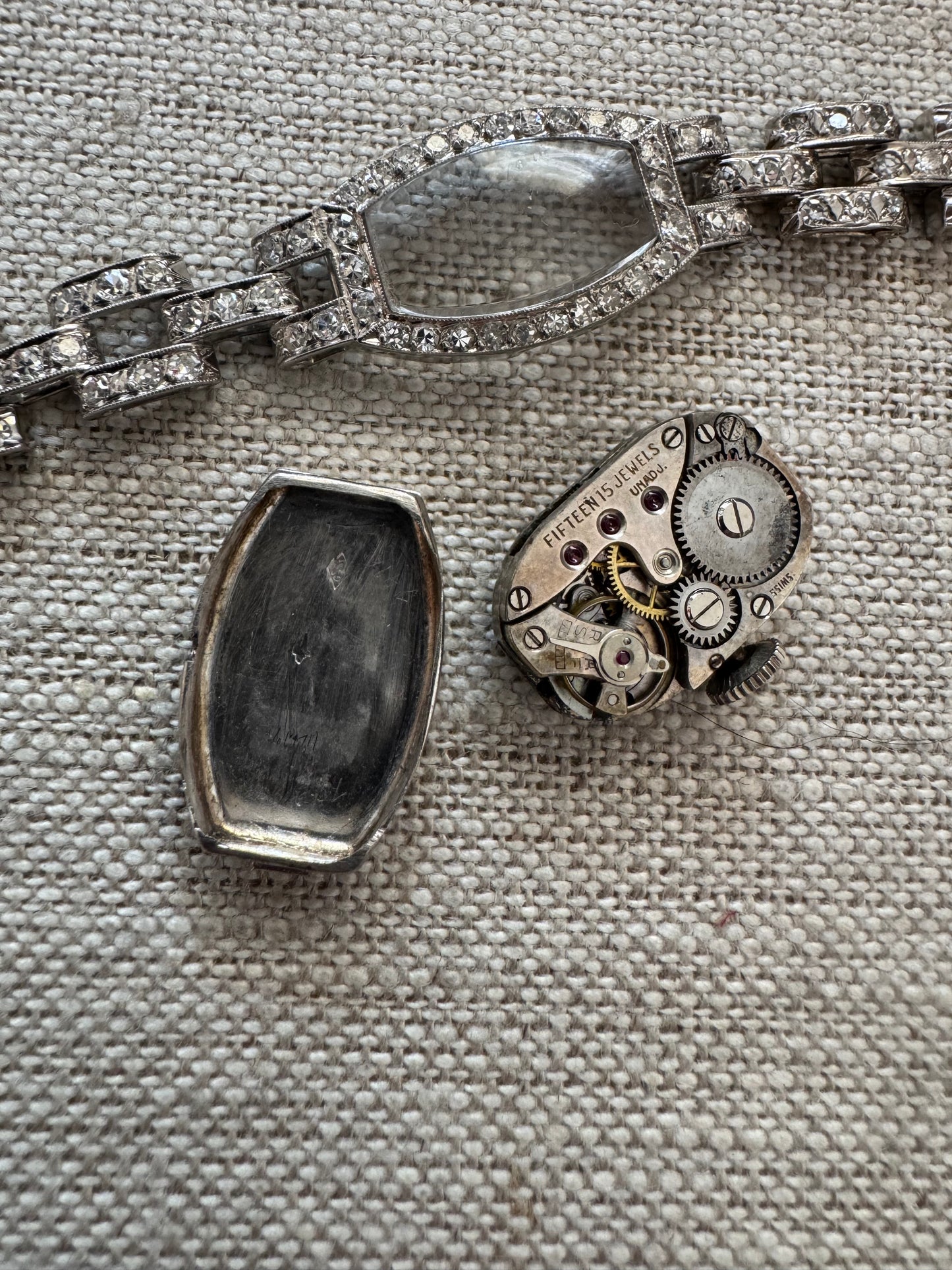 Exquisite art deco diamond and 14K white gold watch