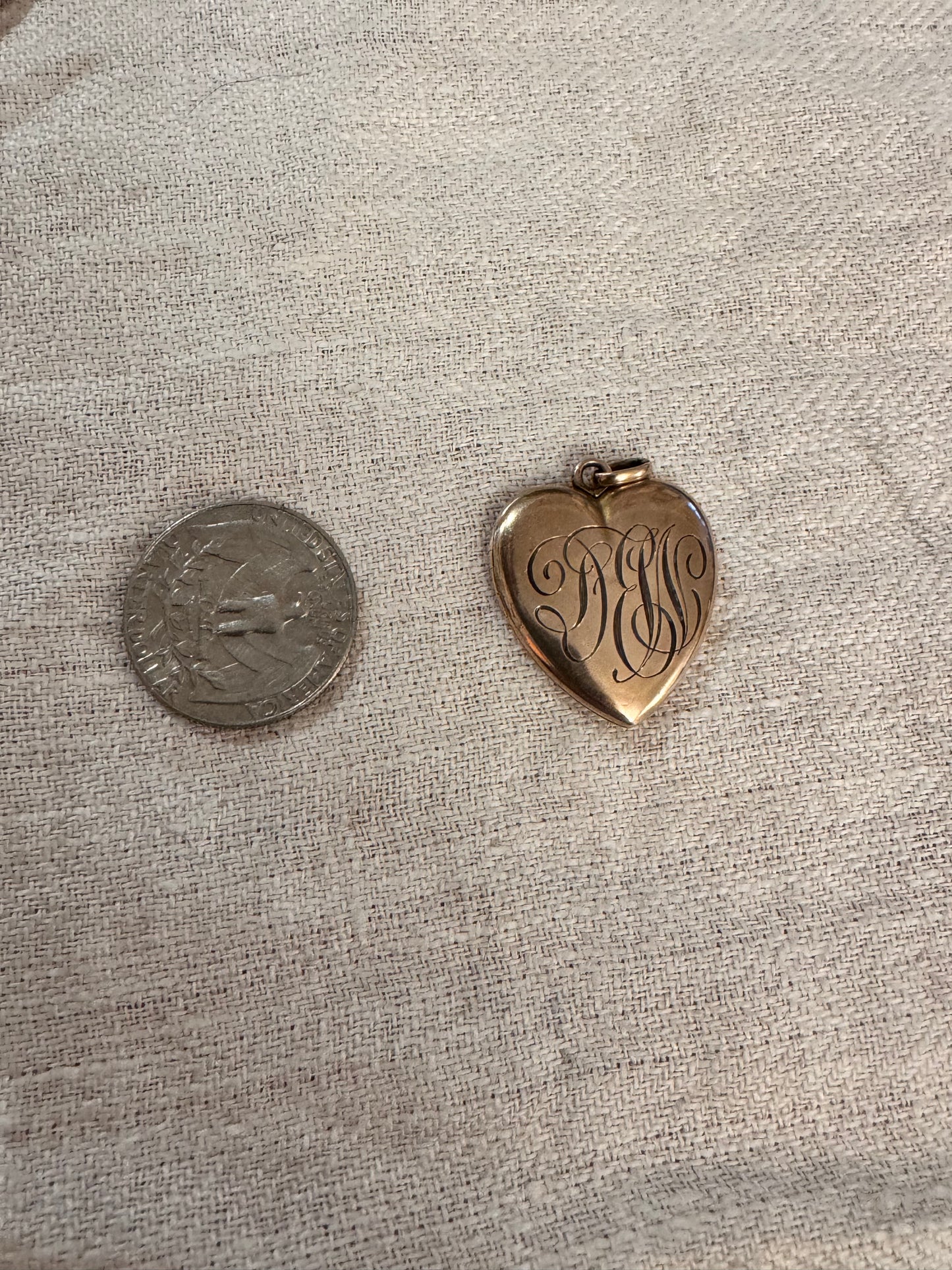 10k Gold Cased Monogramed Heart Locket