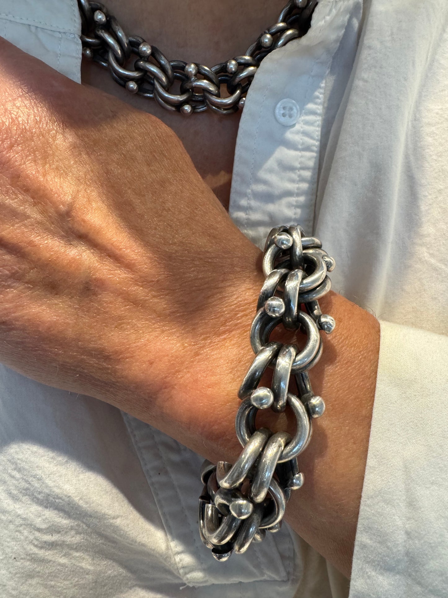 Enormous and Spectacular Sterling Necklace and Bracelet Set