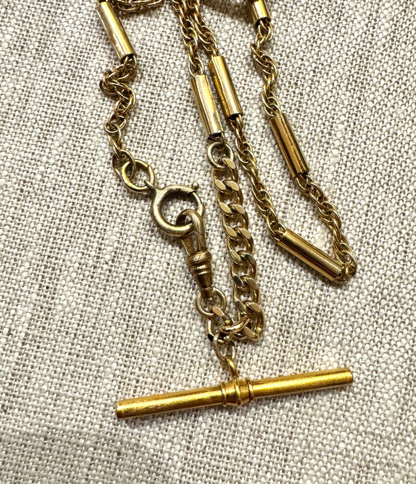 Yellow Gold Filled Vintage Bar Chain Watch Chain