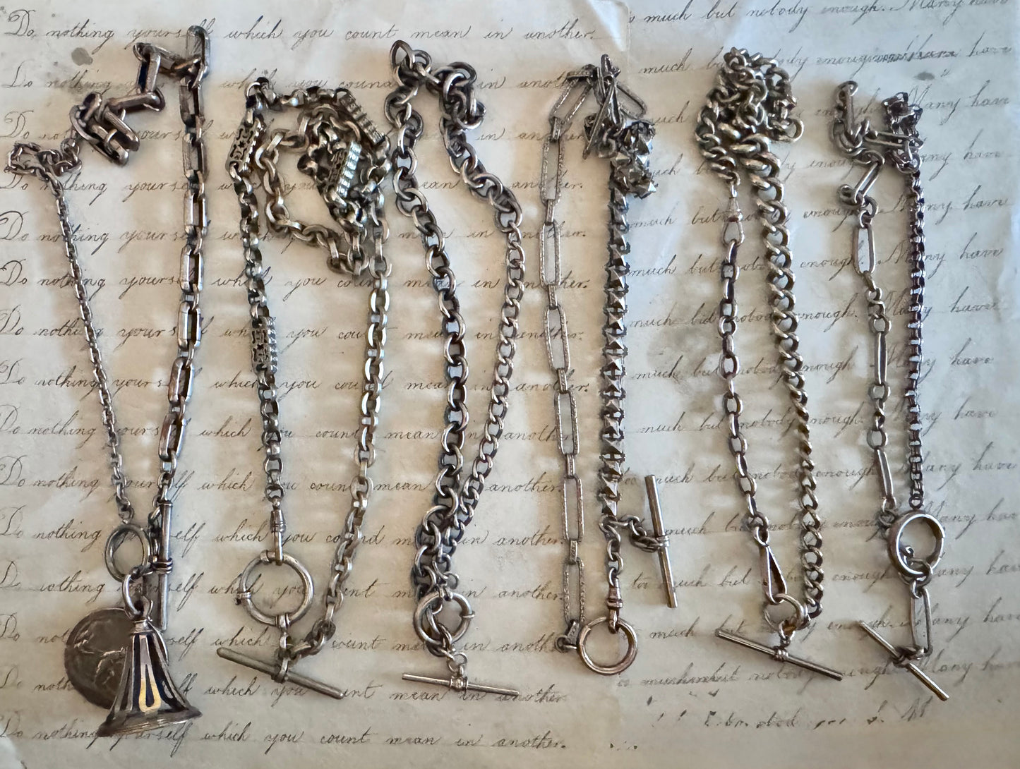 lovely 800 silver and sterling heavy watch chain