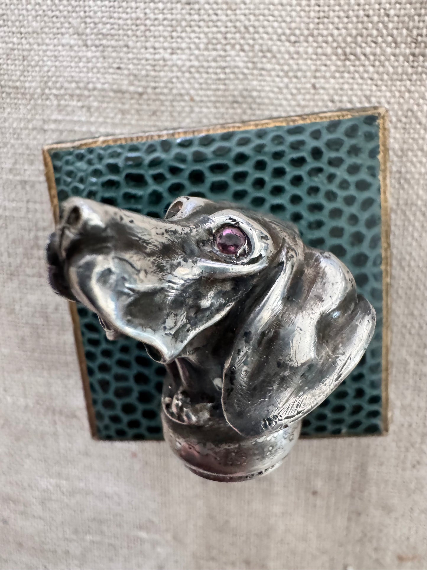 Amazing Antique Sterling Dog Head Fob