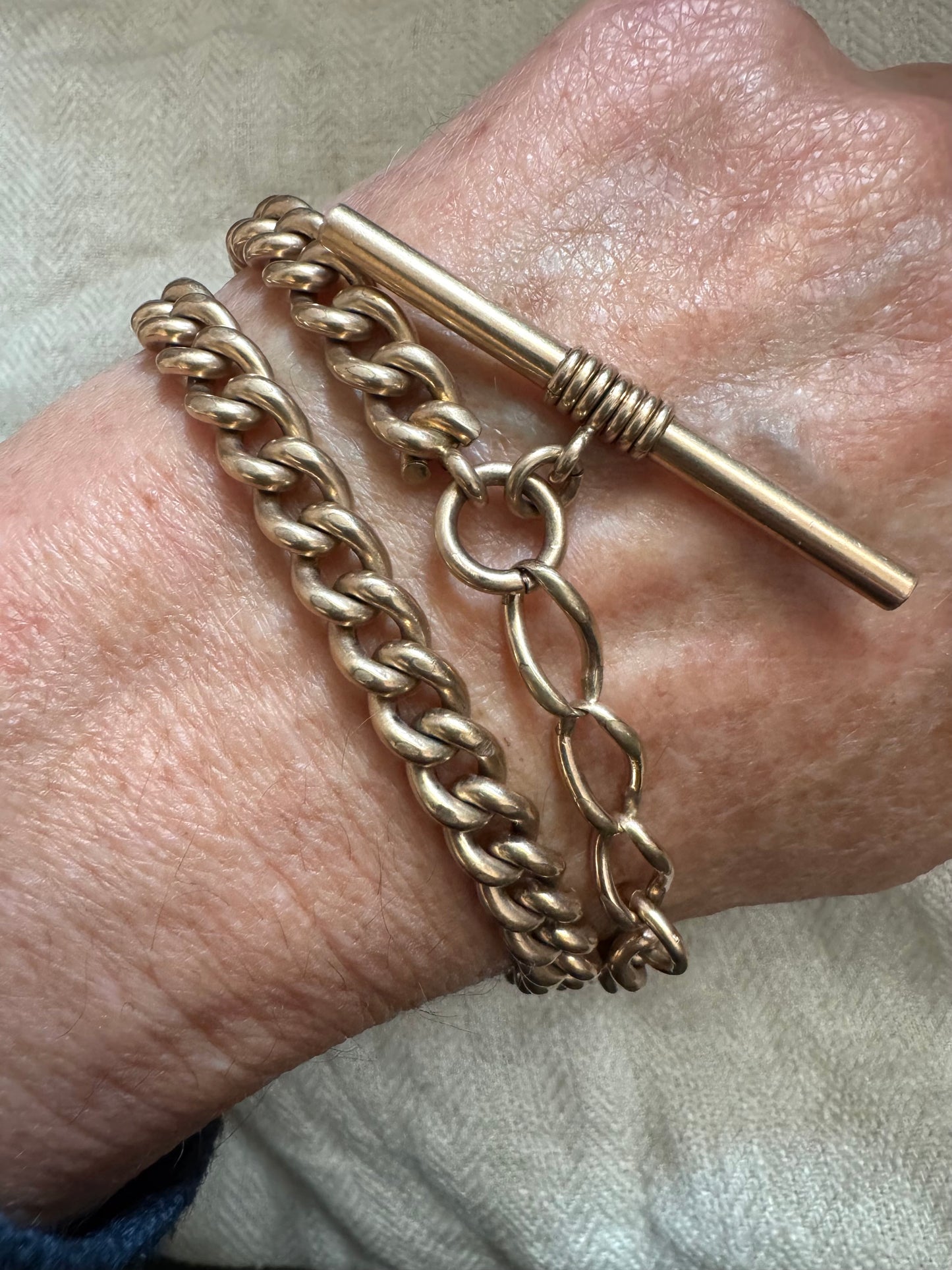 Heavy French Antique Gold Filled Curb Chain Watch Chain