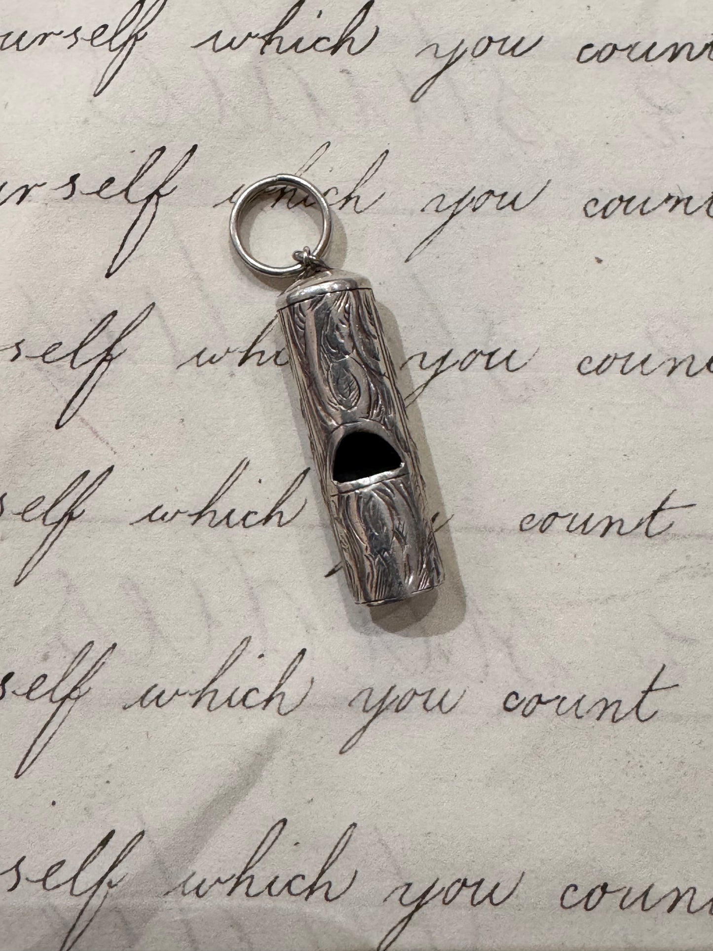 Pretty engraved english victorian small whistle