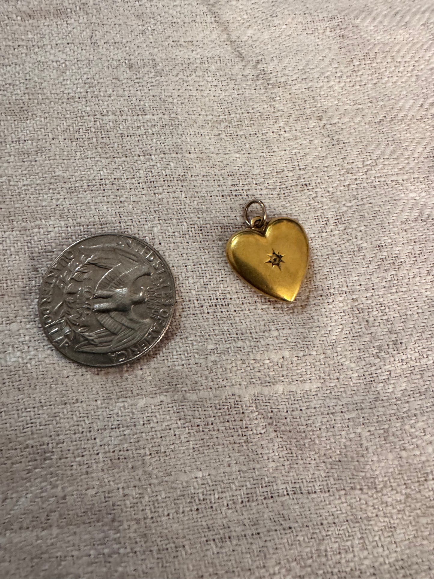 Tiny 12k Gold Engraved Puffy Heart Pendant