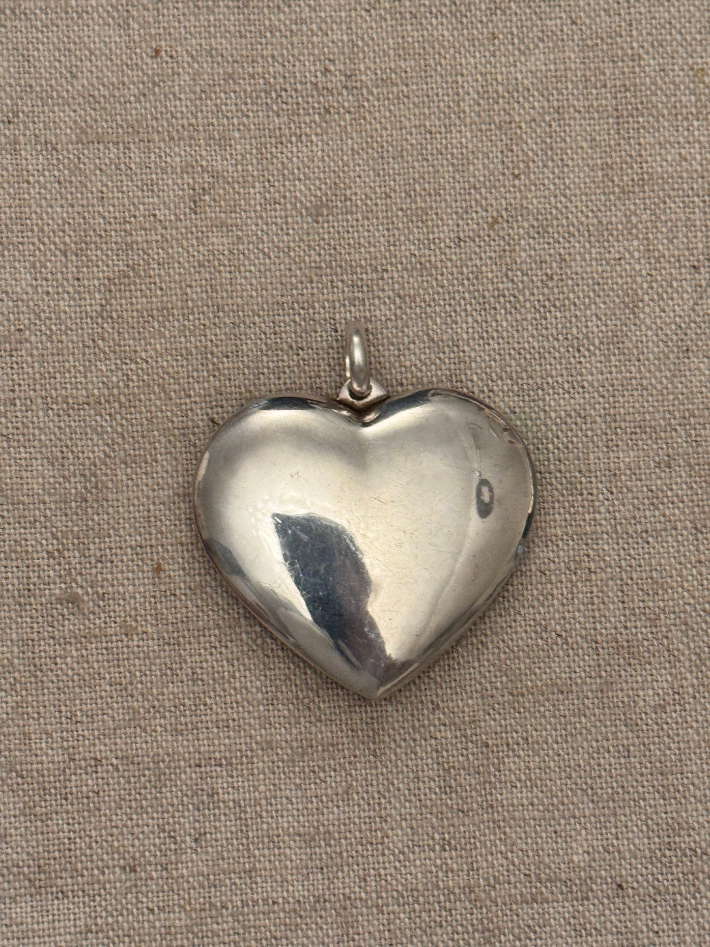 Beautiful and Simple Plain Silver Puffed Heart