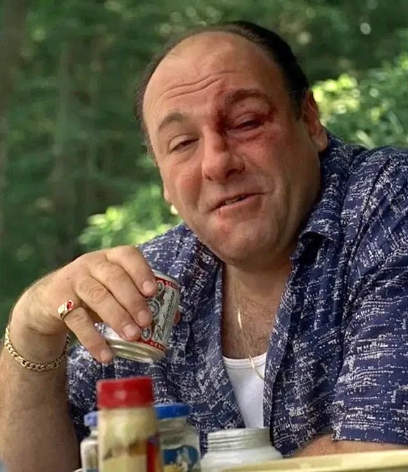 14k Gold Tony Soprano Pinky Ring with Ruby and Diamonds