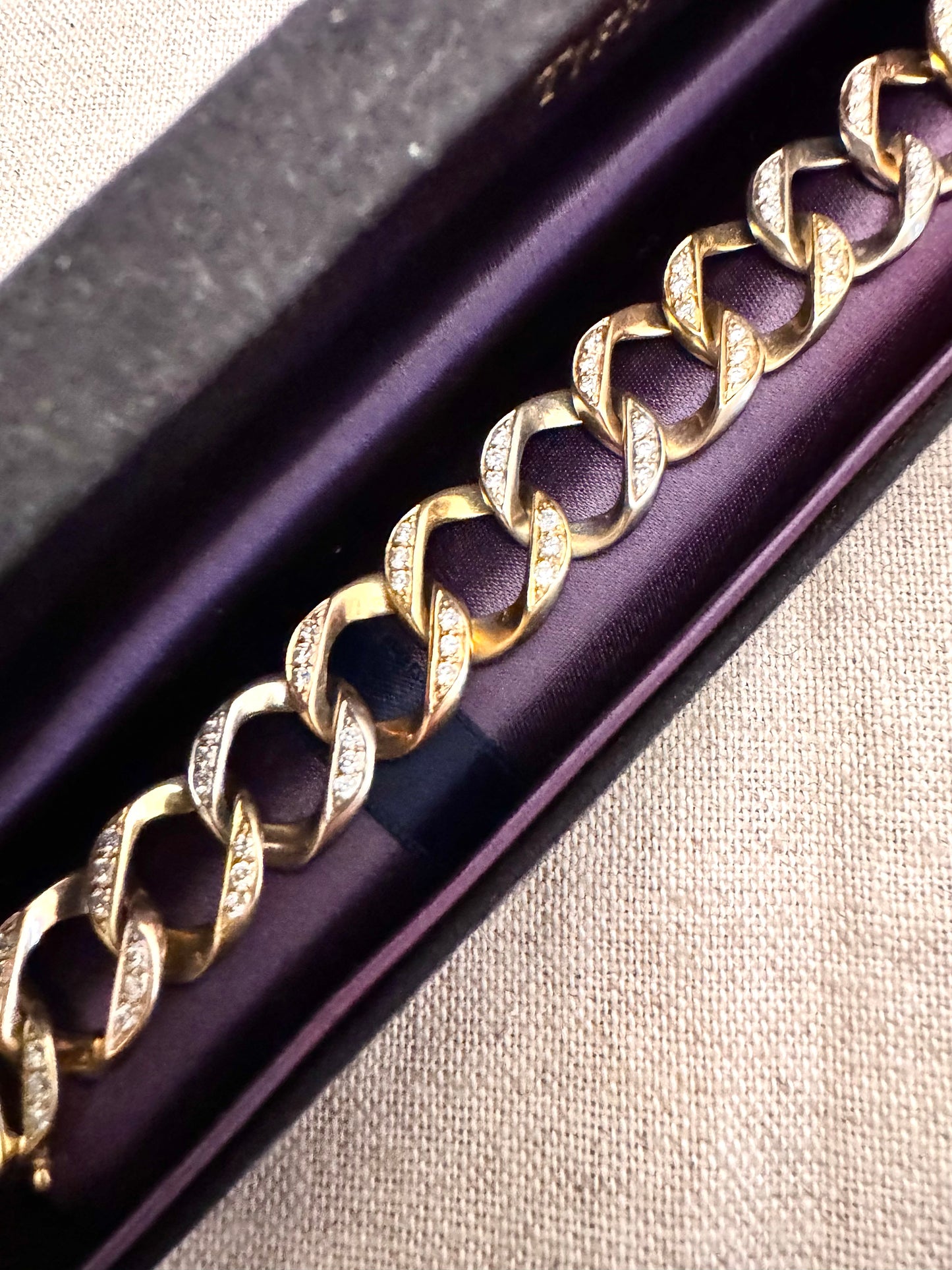 Tri-color Diamond and Gold Curb Link Bracelet