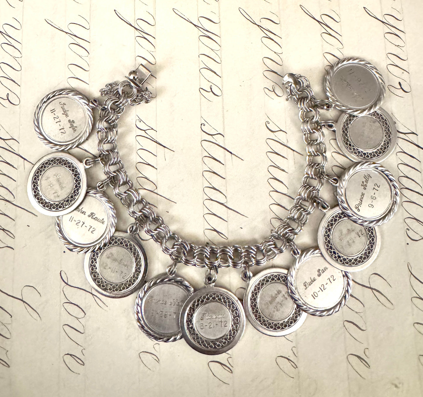 Spectacular Vintage Silver Charm Bracelet with Race Horses