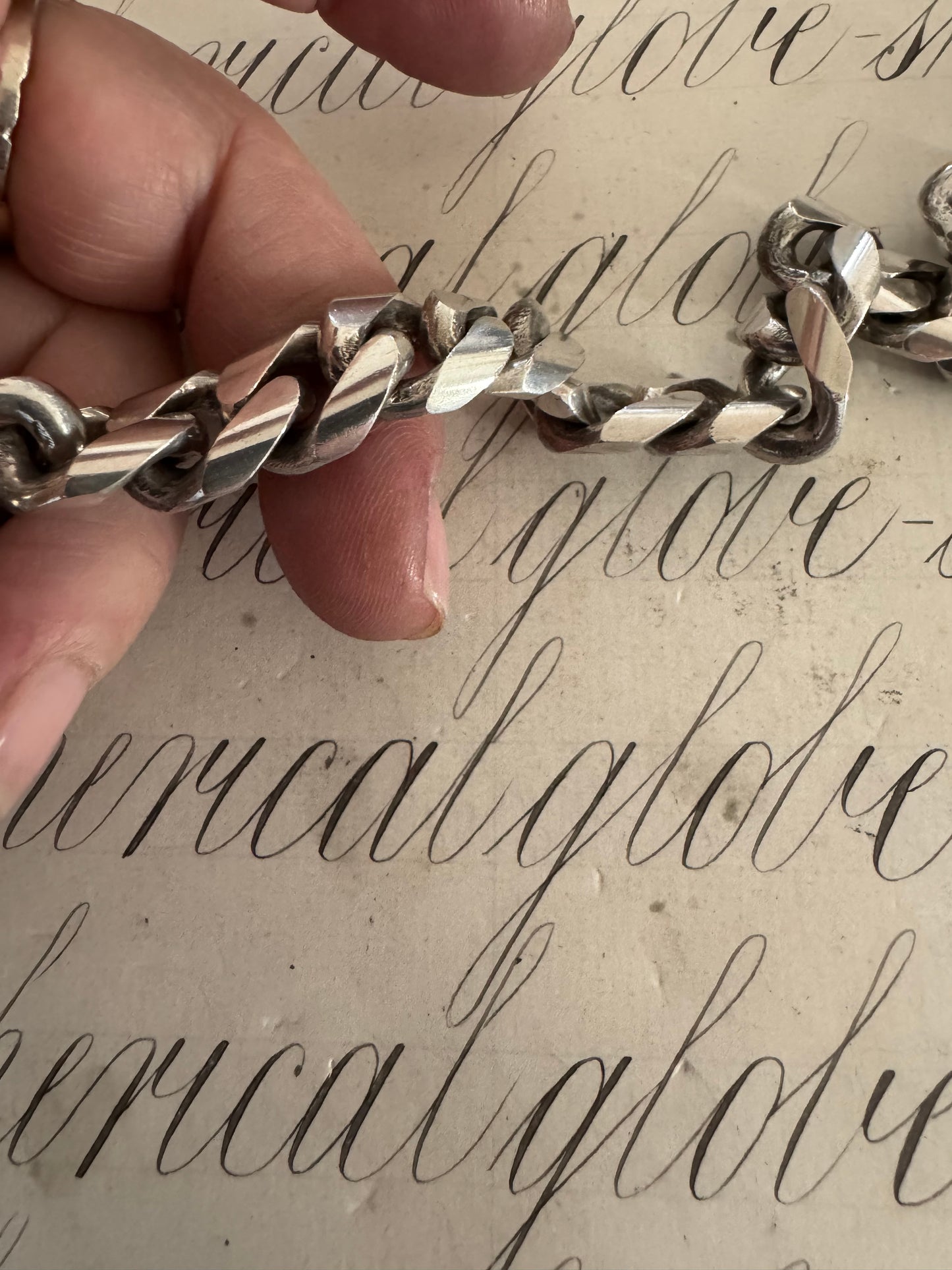 gorgeous vintage old pawn solid silver Native American curb chain bracelet with squash blossom charm