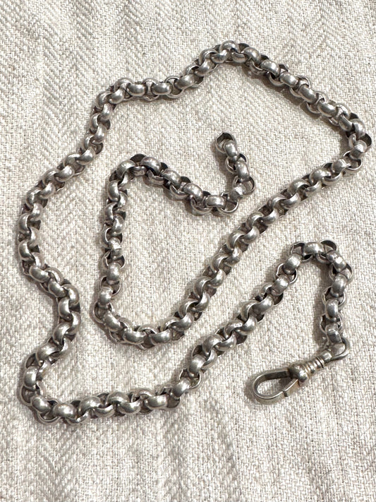 Heavy Antique Silver Rollo Chain with Dog Clip