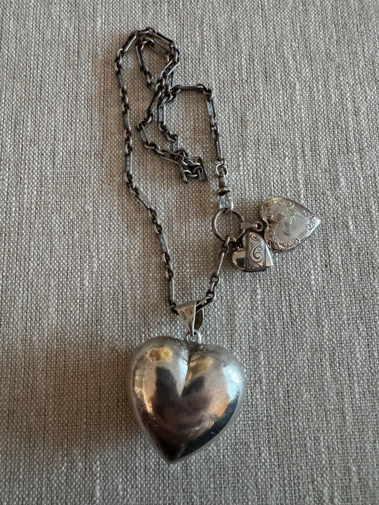 Lovely Silver Necklace with 3 Hearts