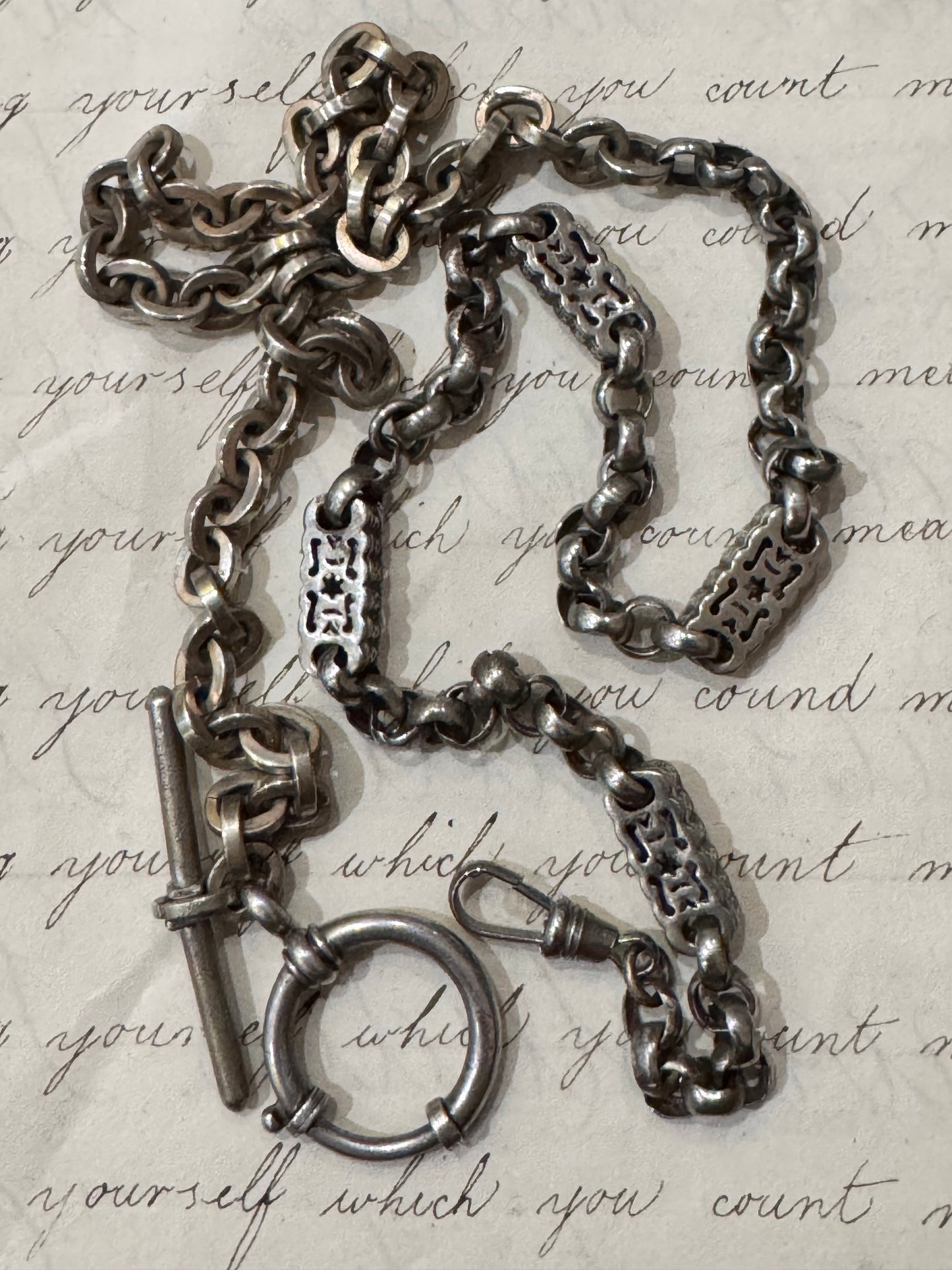 lovely 800 silver and sterling heavy watch chain